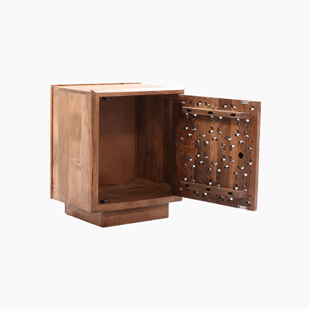 Zaayah Cut Work Wooden Side Table - OPULENT Co