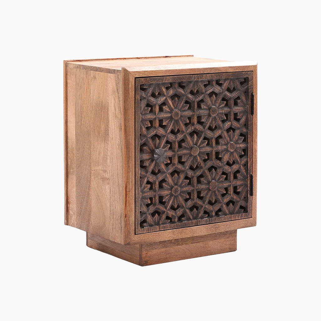 Zaayah Cut Work Wooden Side Table - OPULENT Co