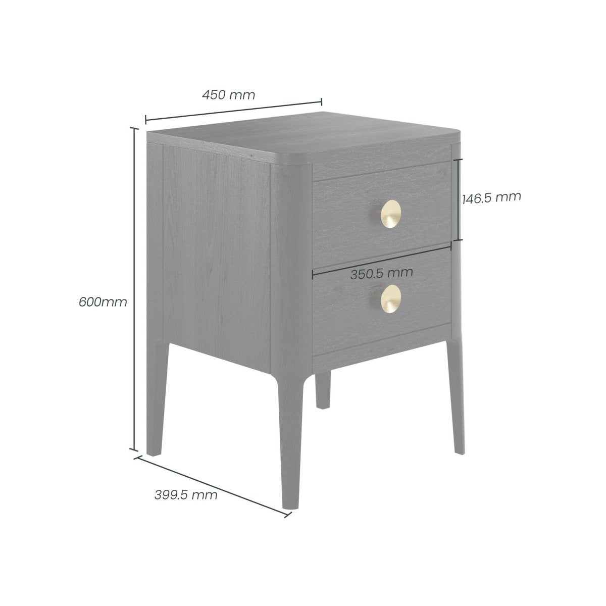 Abberley Bedside - 2 Drawer Black - OPULENT co