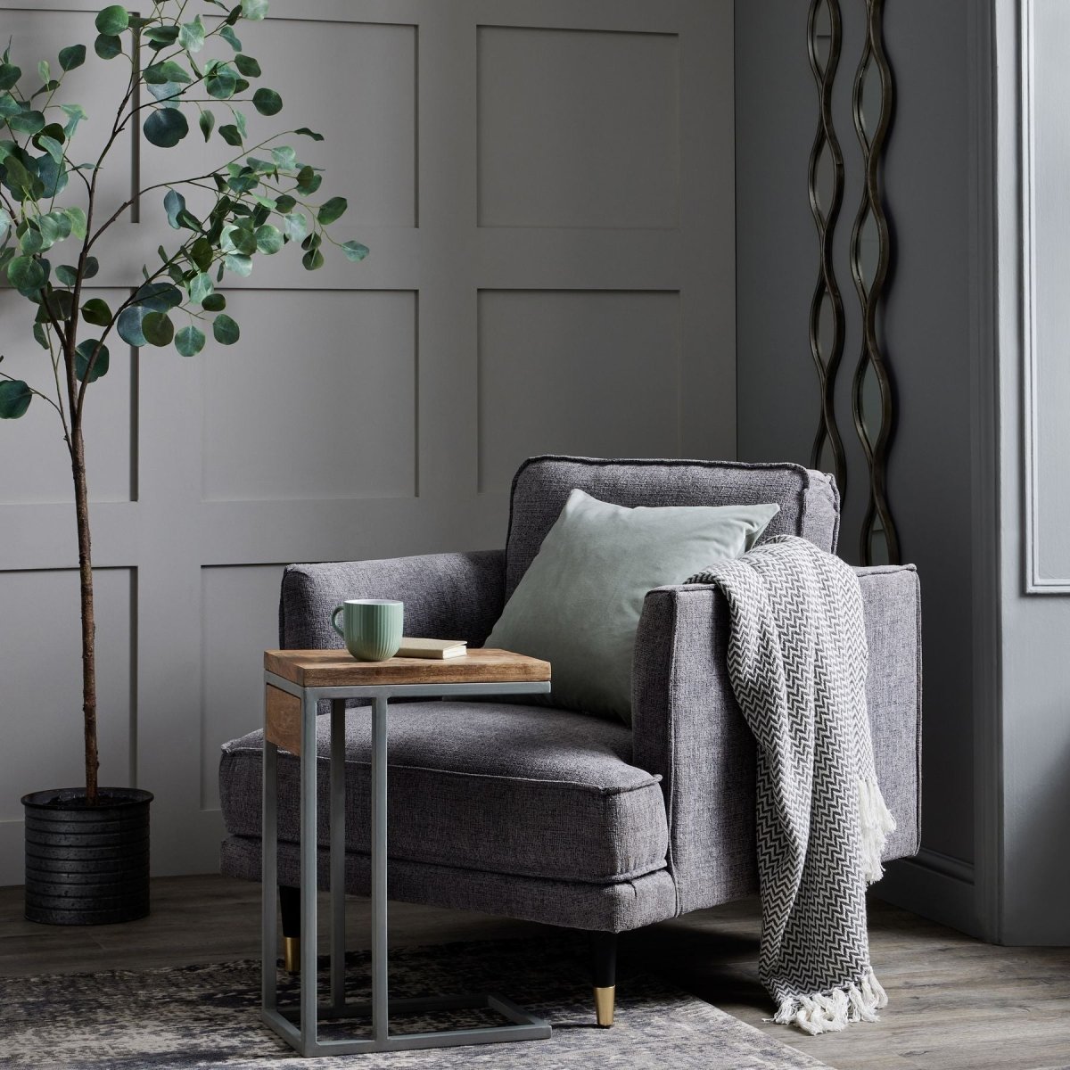 Hampton Grey Large Arm Chair - OPULENT Co