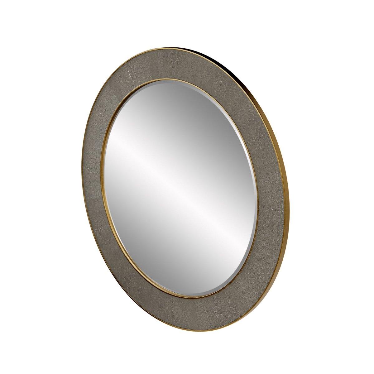Hampton Mirror | Round | Grey Shagreen - OPULENT co