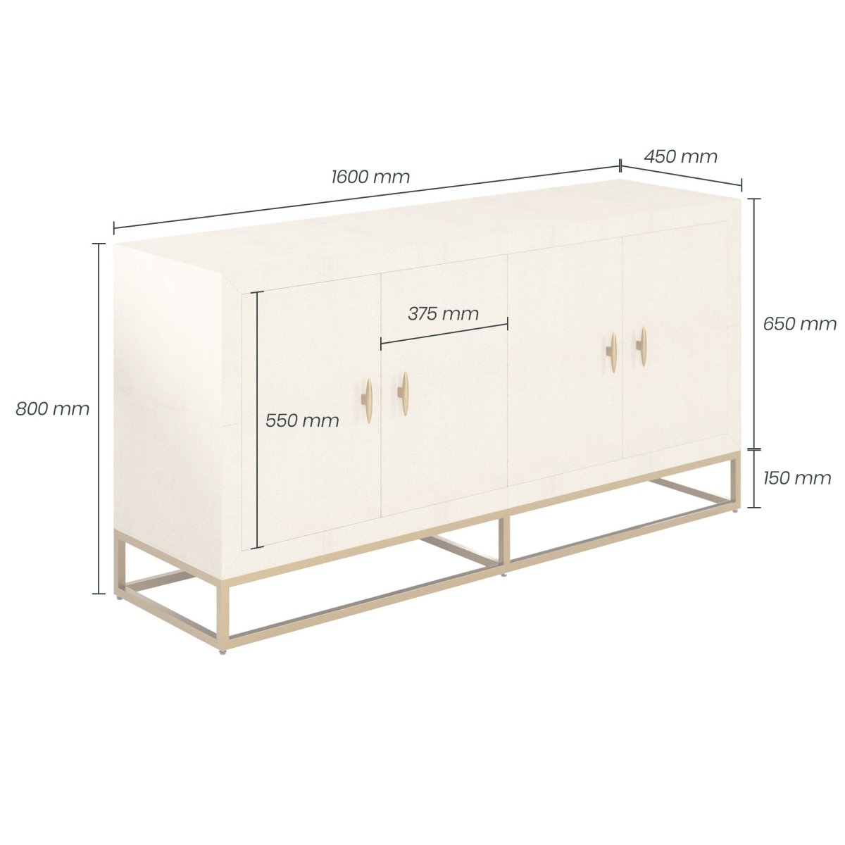 Hampton Sideboard, Ivory Shagreen - OPULENT co