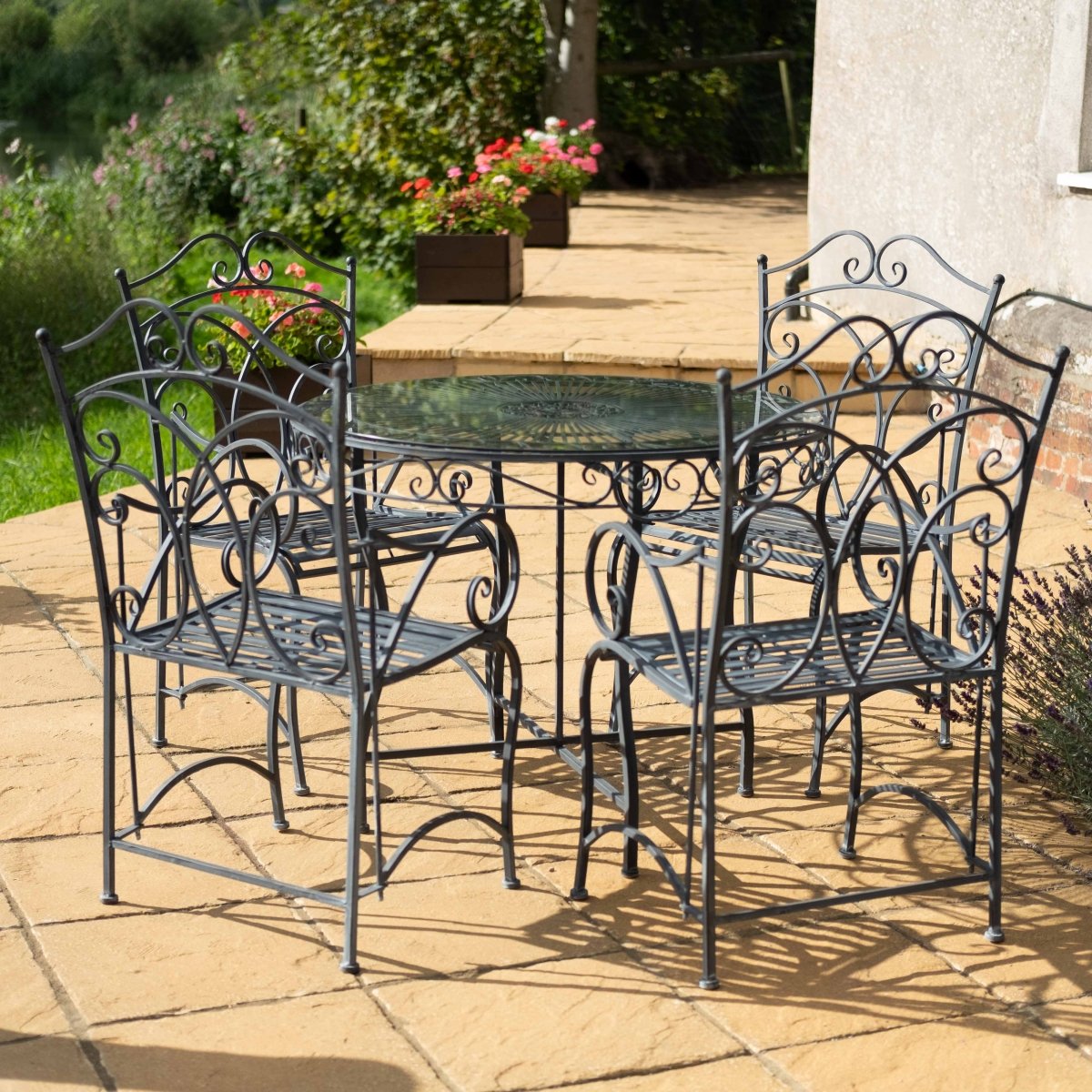 Heritage Bistro Set (5pc) with Glass | Dark Lead - OPULENT Co