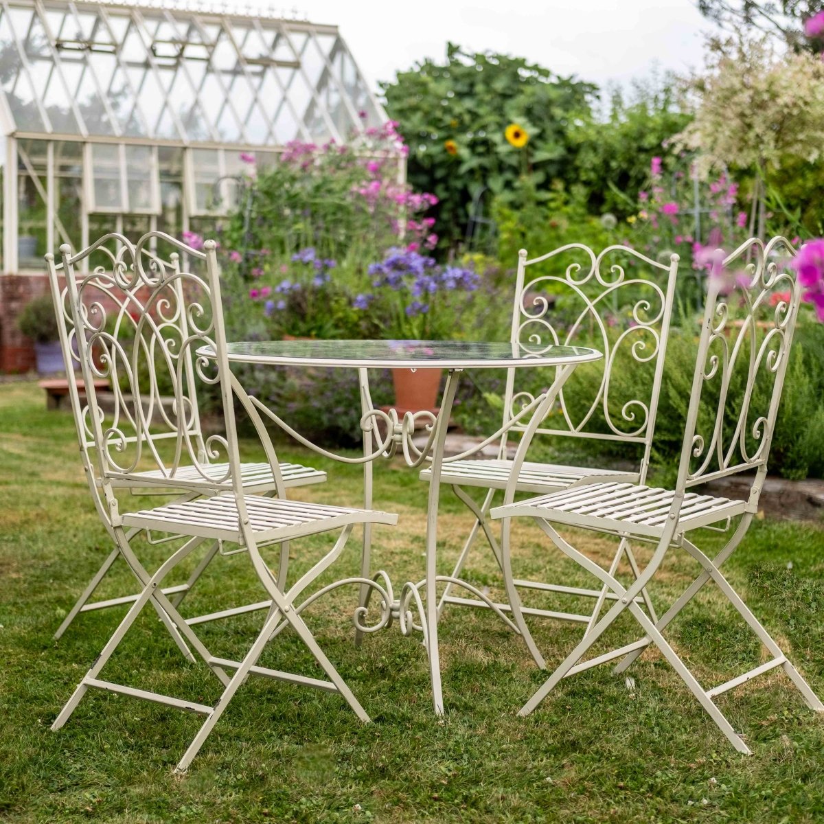 Cheltenham Bistro Set 5pc with Glass | Cream - OPULENT Co
