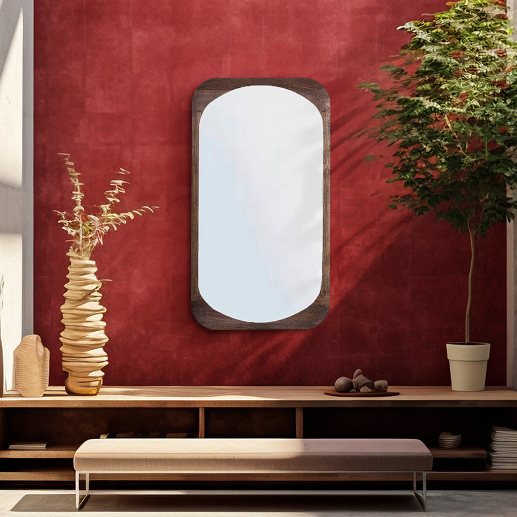 Rafael Curved Wooden Mirror