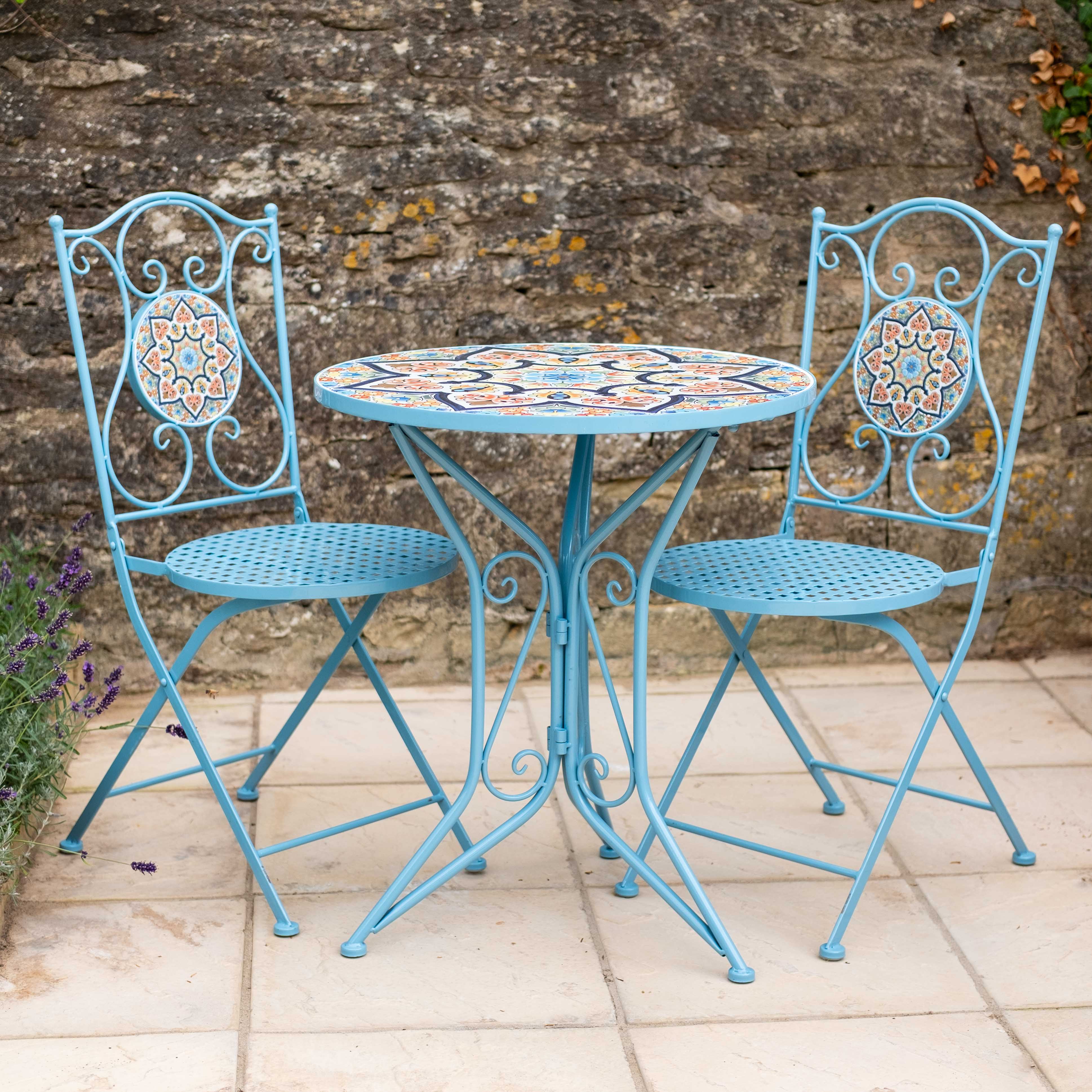 Mosaic Bistro Set | AZURA | Light Blue