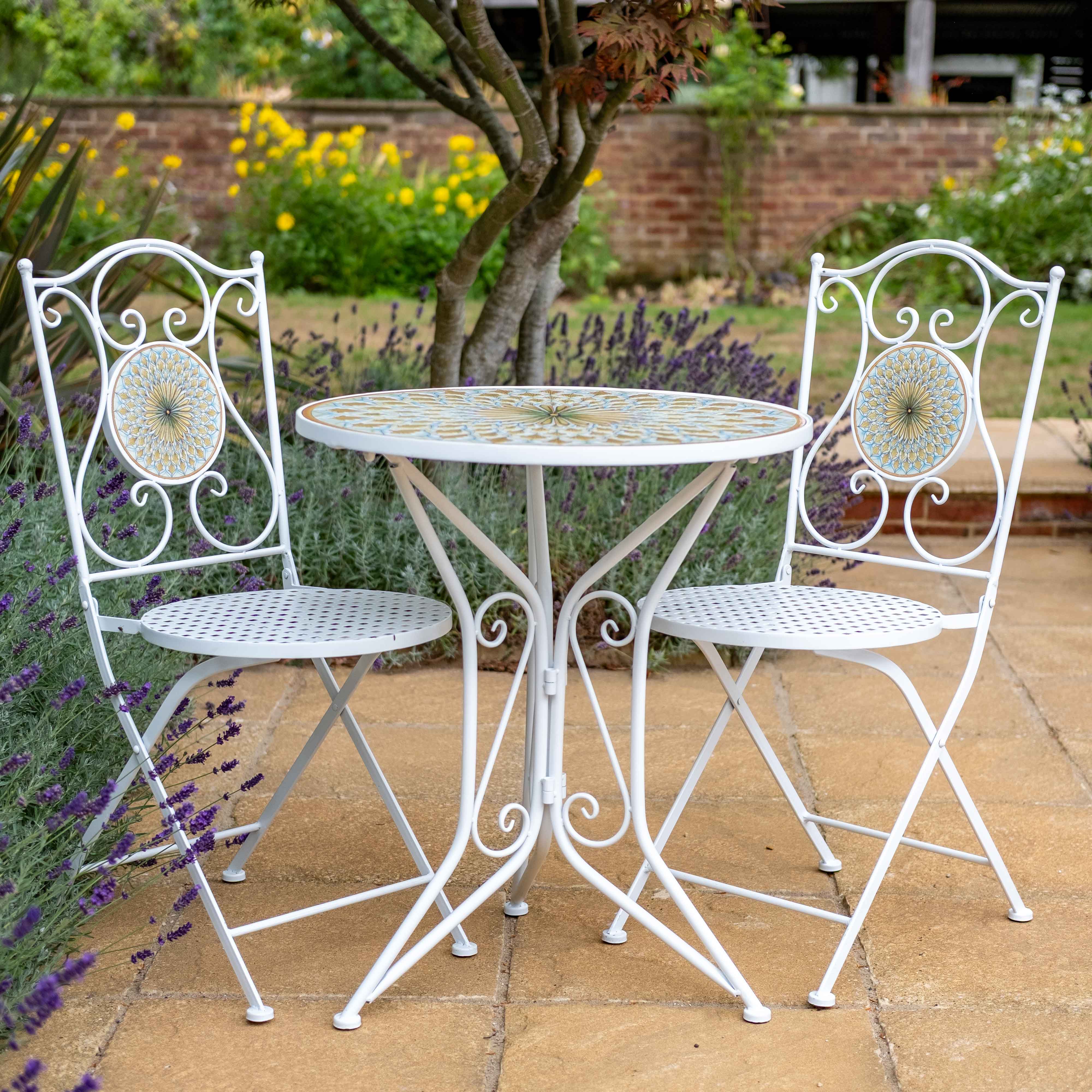 Mosaic Bistro Set | CITRUS  | White Lemon Yellow
