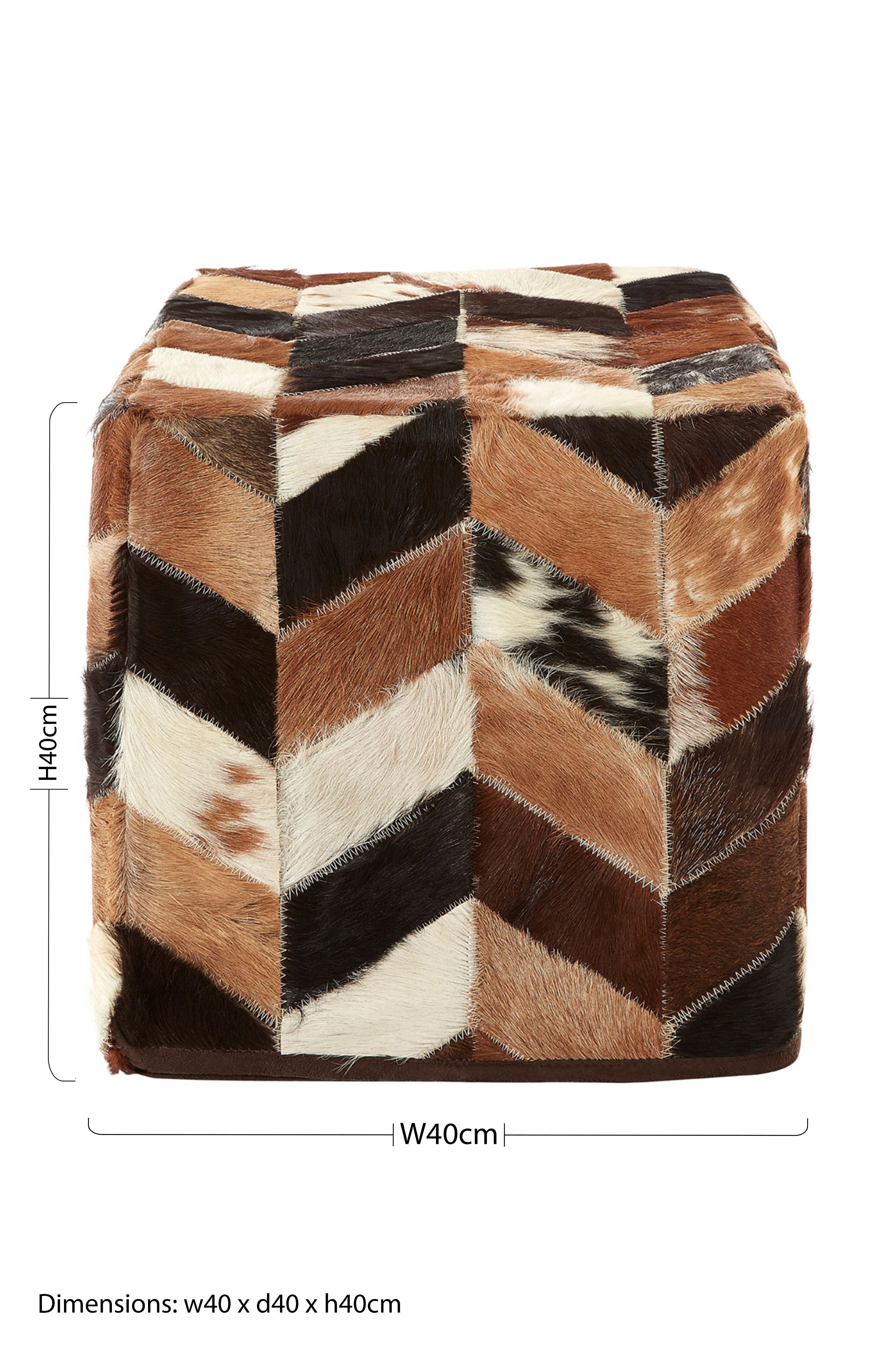 Fern Natural Patchwork Pouffe