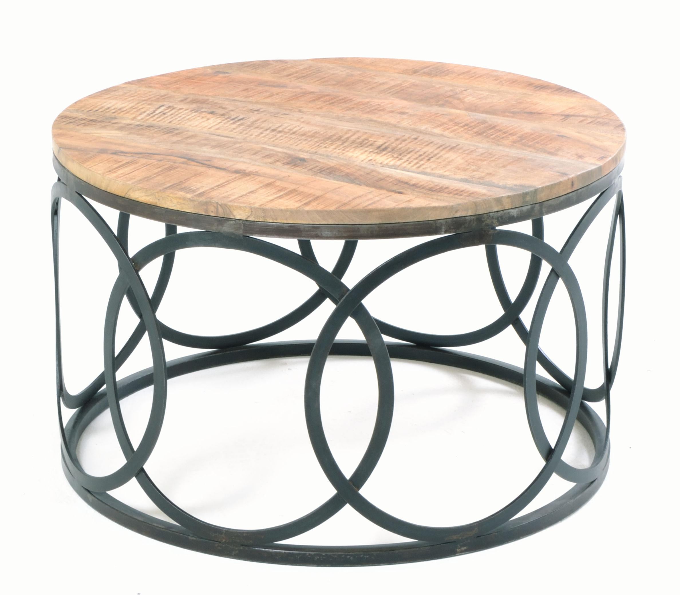 Old Empire Round Lattice Frame Coffee Table | Mango Wood