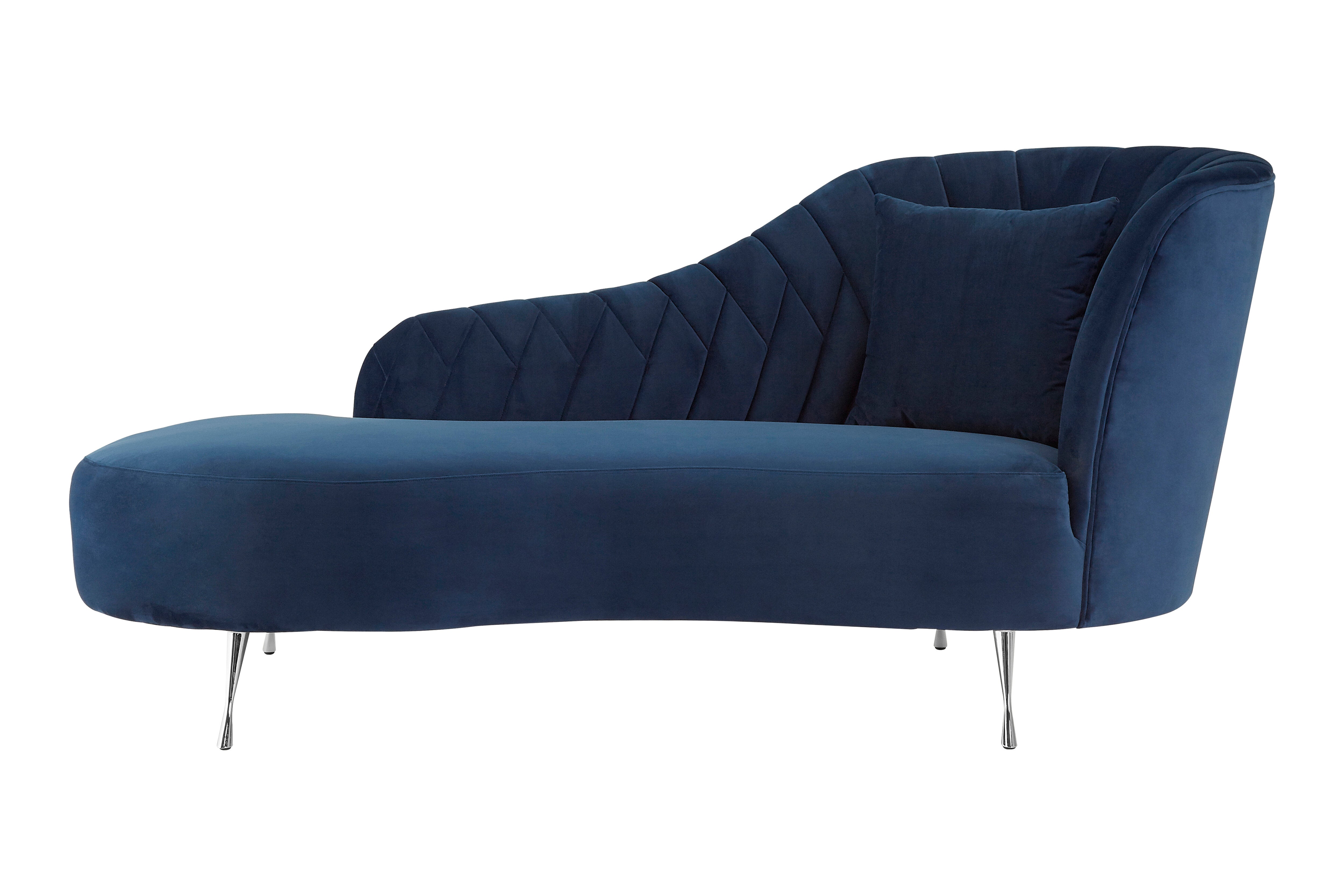 Nero Dark Blue Velvet Right Arm Chaise Longue