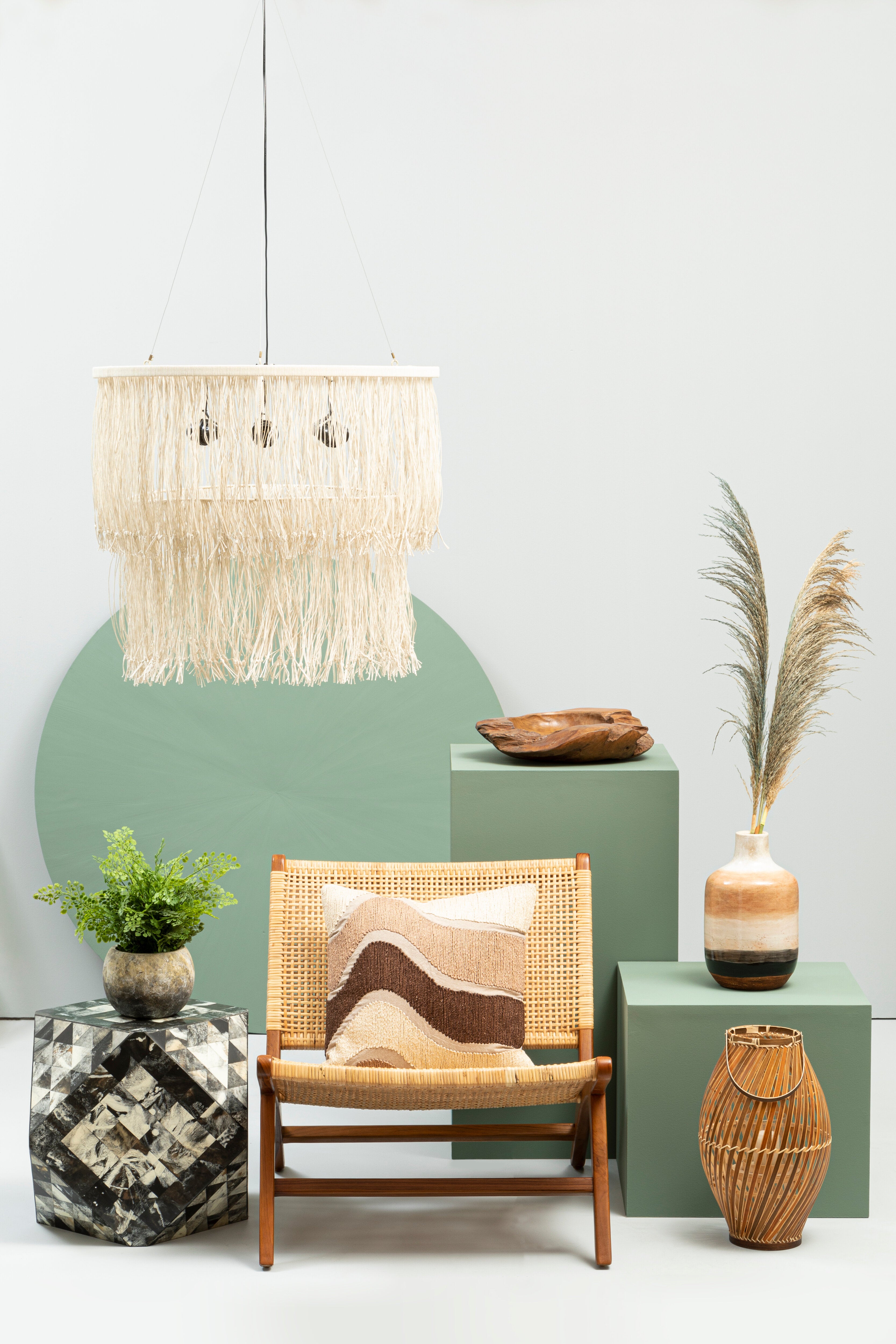 Elara Teak Wood And Natural Rattan Lounge Chair