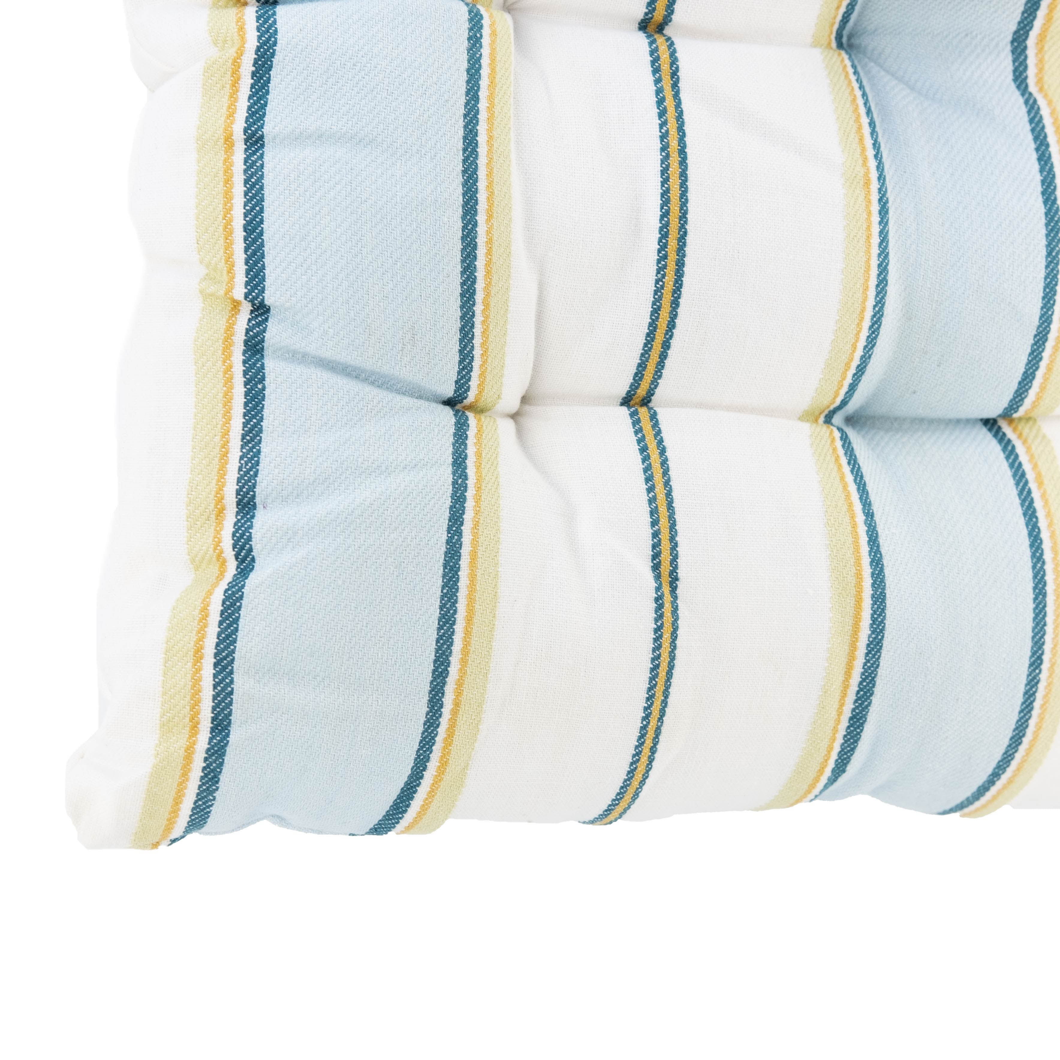 Square Seatpad | Olive & Blue striped pattern