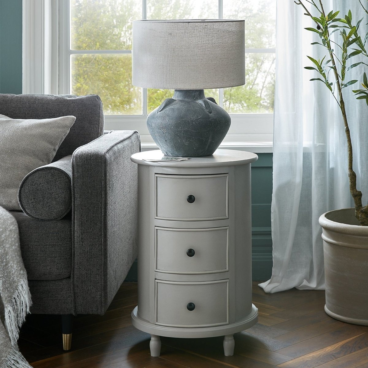 The Camden Collection 3 Drawer Round Side Table - OPULENT Co