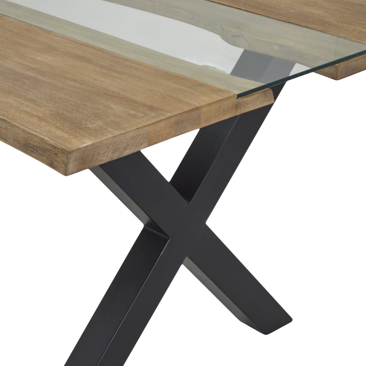 Live Edge Collection Light Acacia River Dining Table - OPULENT Co