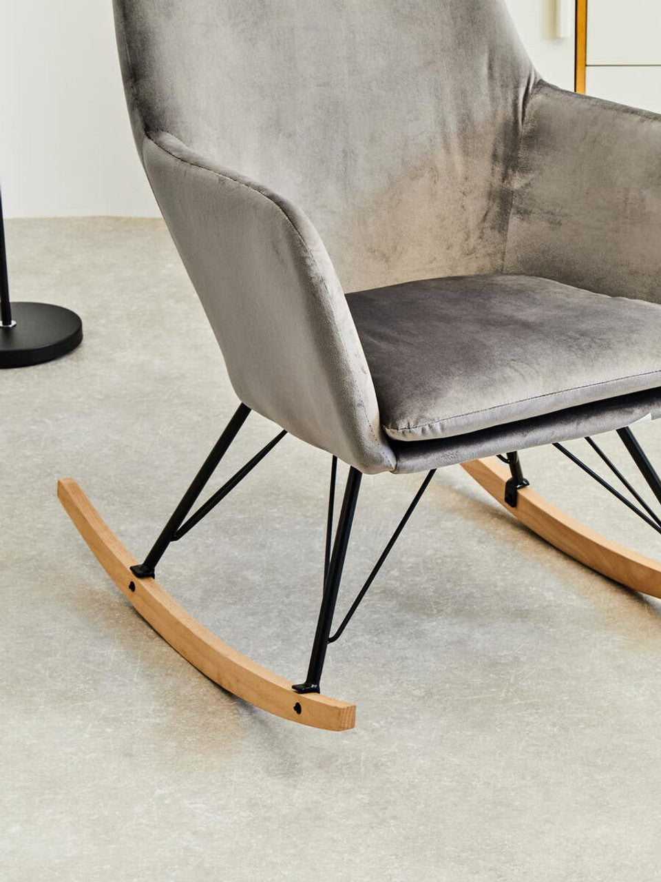 Solna Grey Velvet Rocking Chair