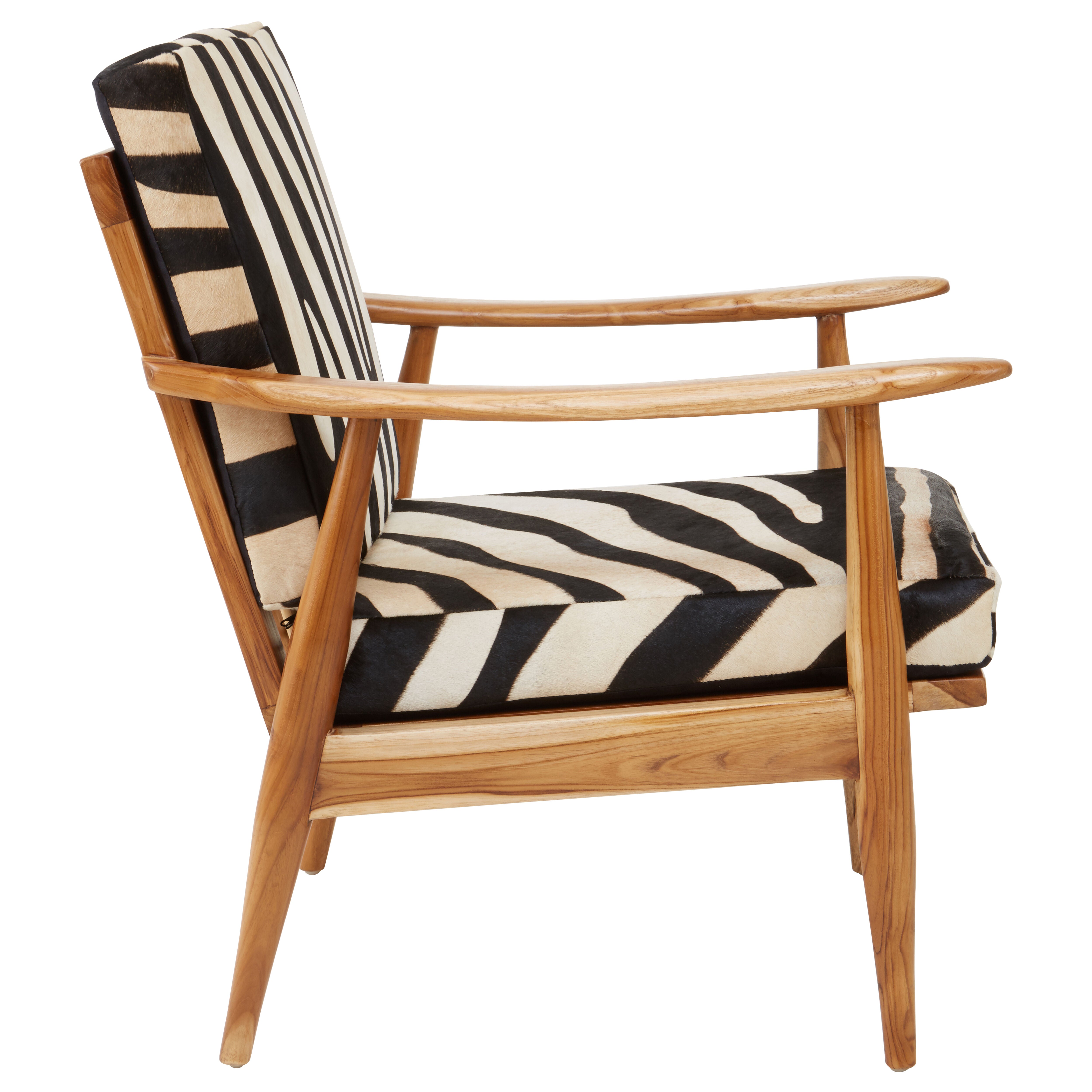 Senja Leather Zebra Pattern And Teak Chair
