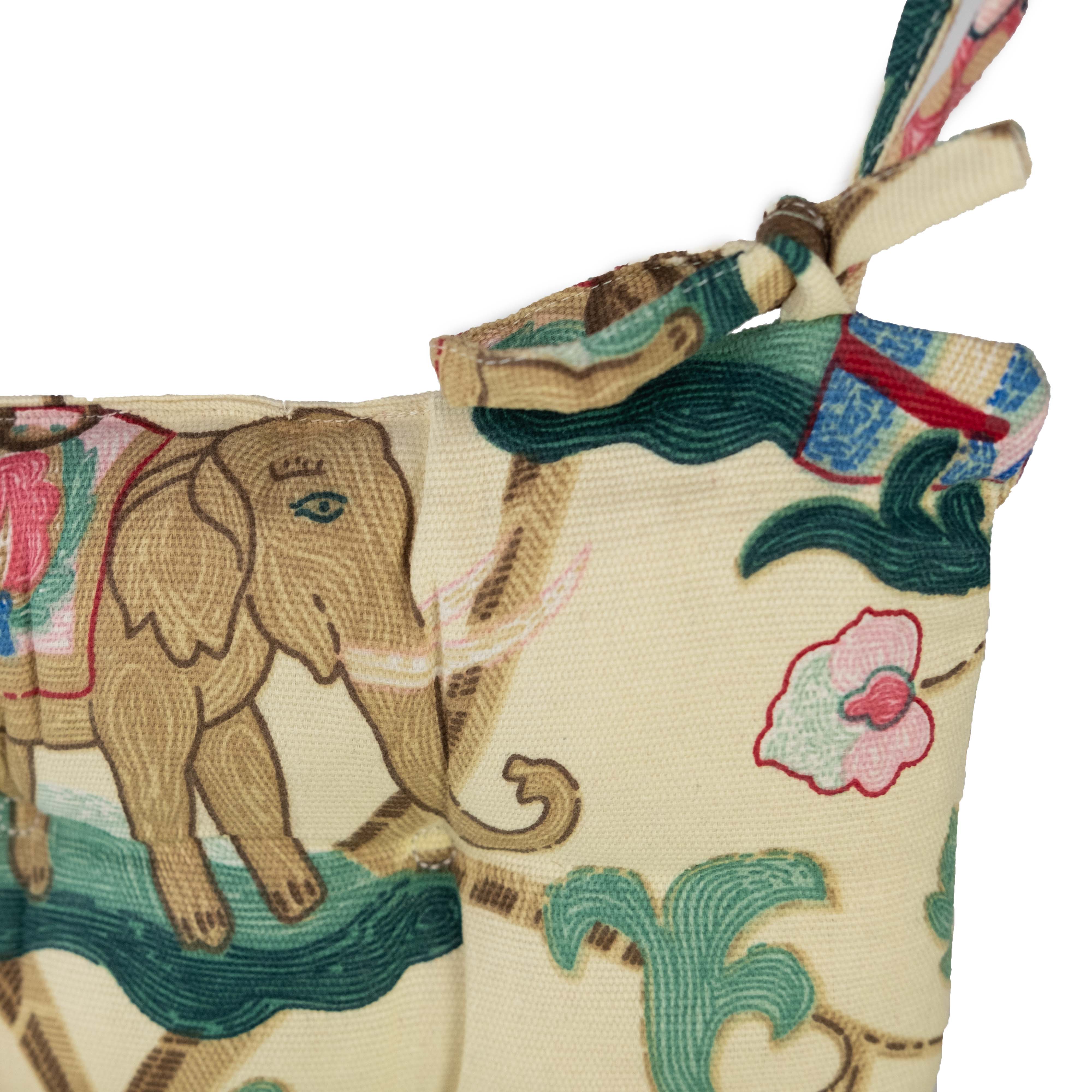 Square Seatpad | Monkey & Elephant print in cream