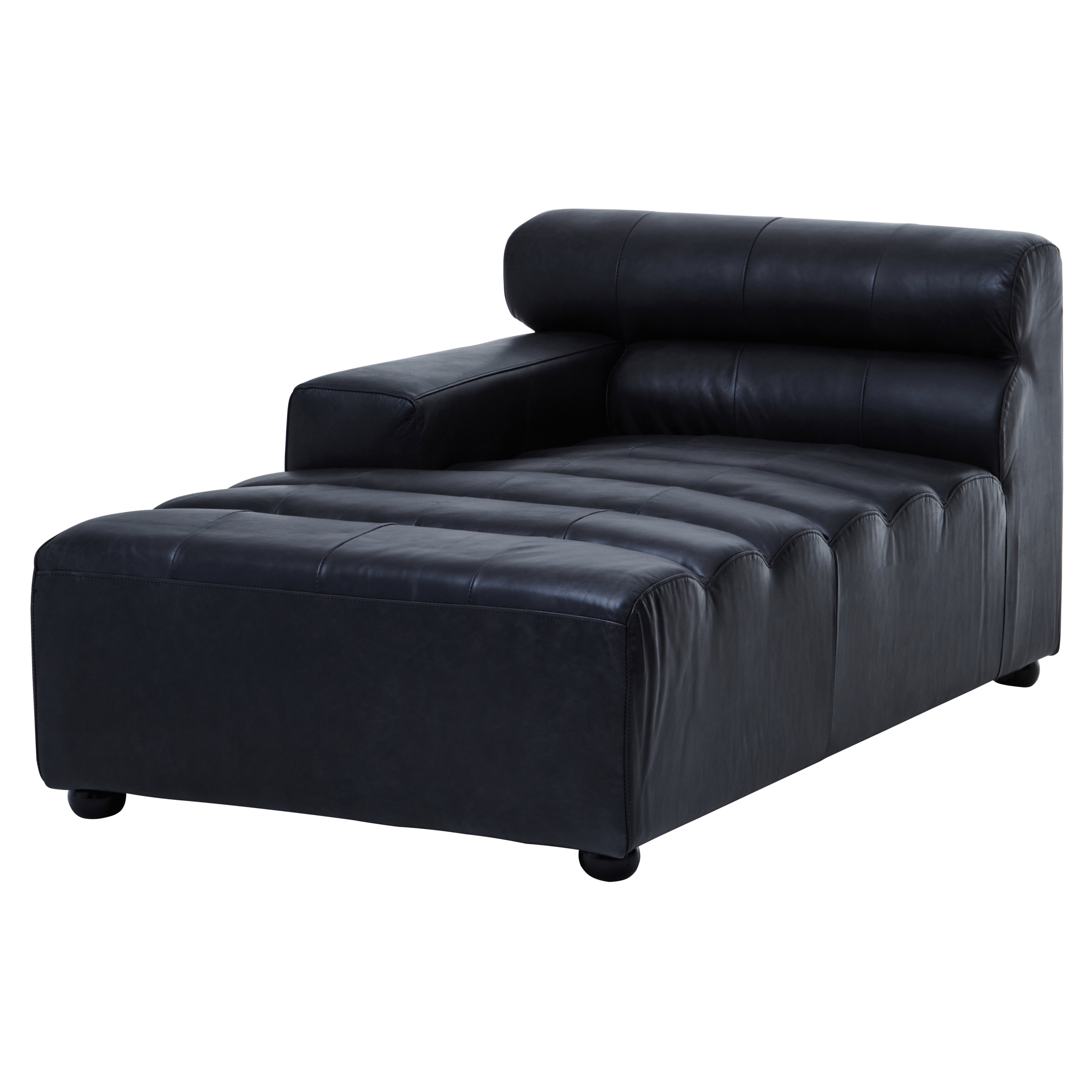 Imperial Right Arm Leather Chaise | Black