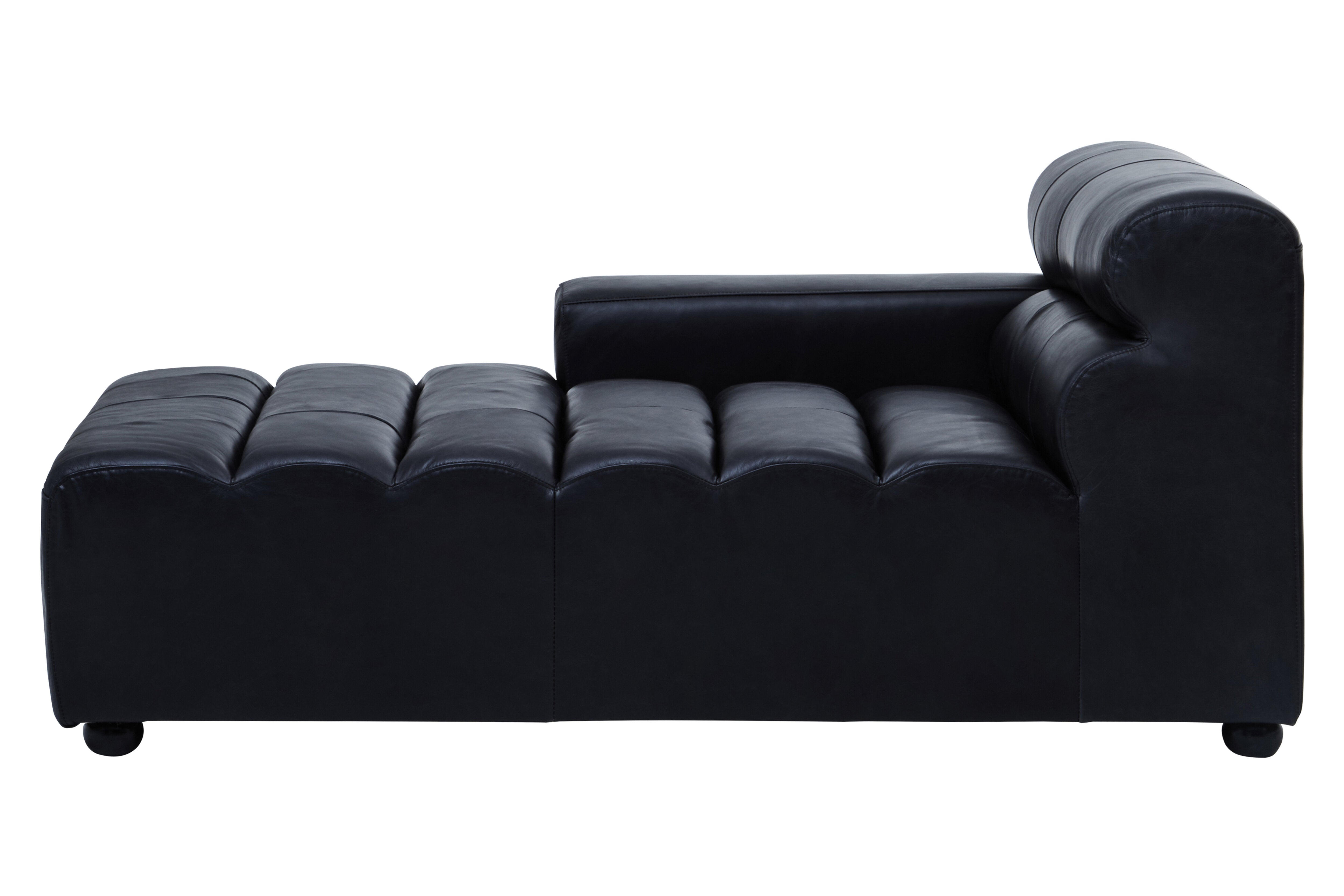 Imperial Right Arm Leather Chaise | Black