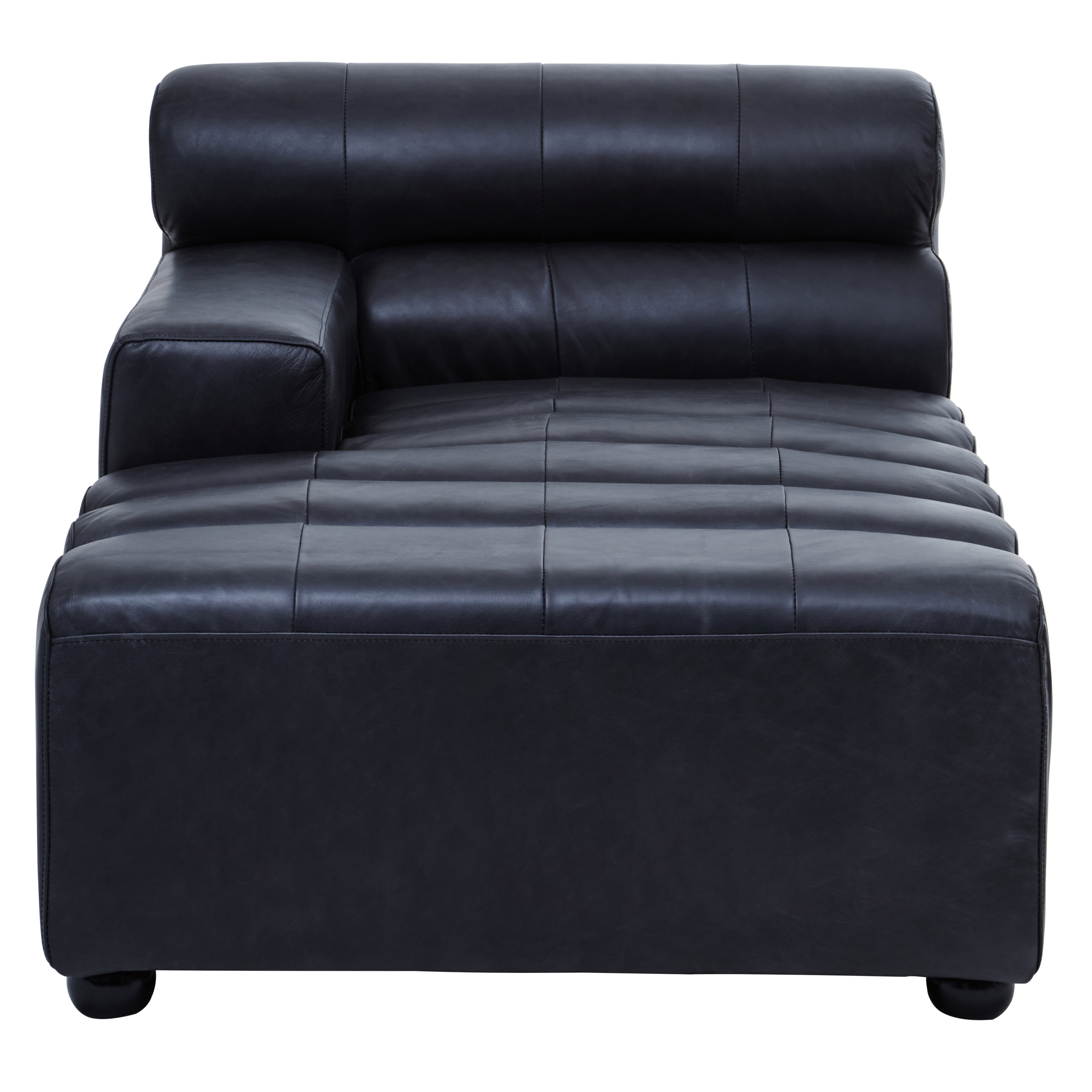 Imperial Right Arm Leather Chaise | Black