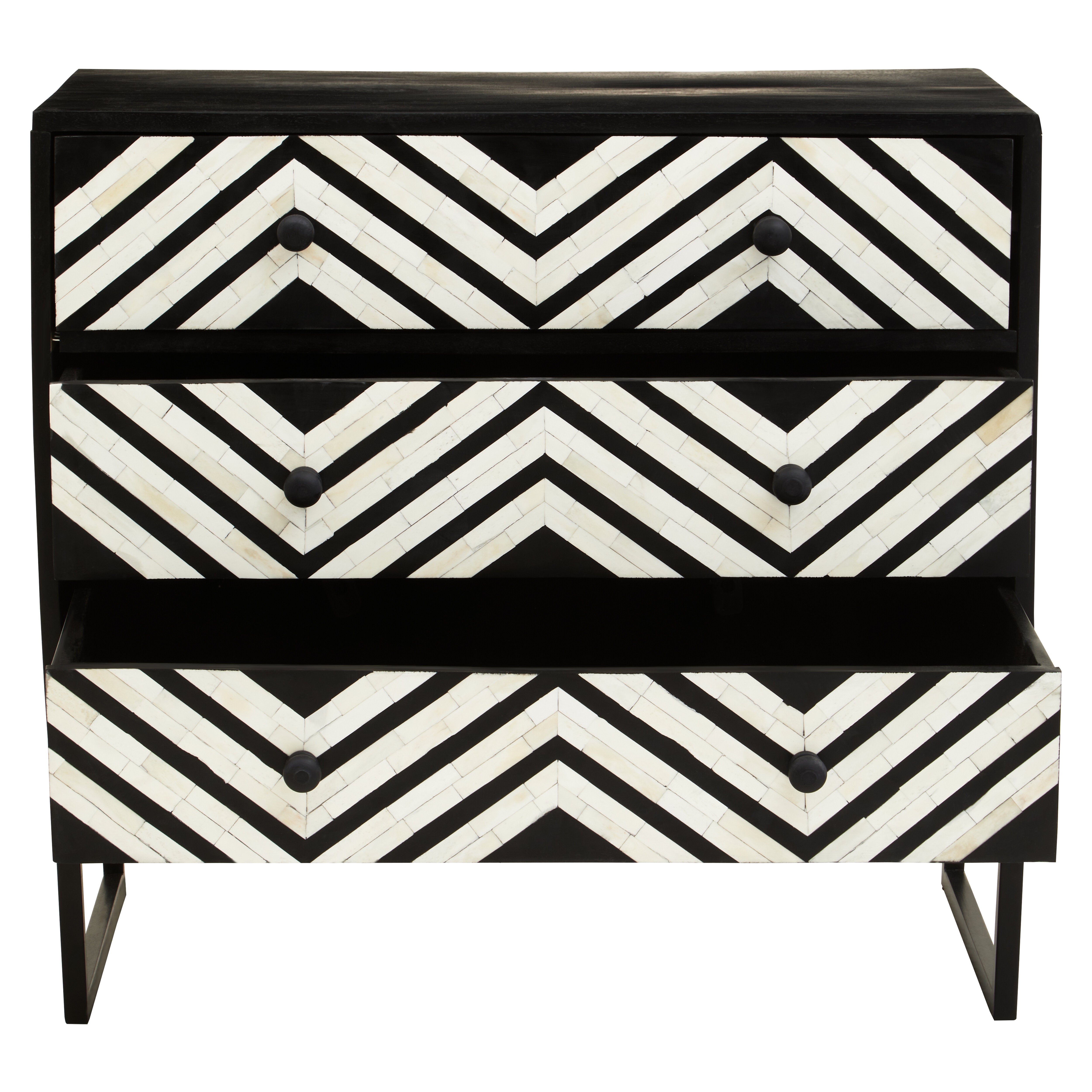 Allora Three Drawer Chest With Bone Inlay