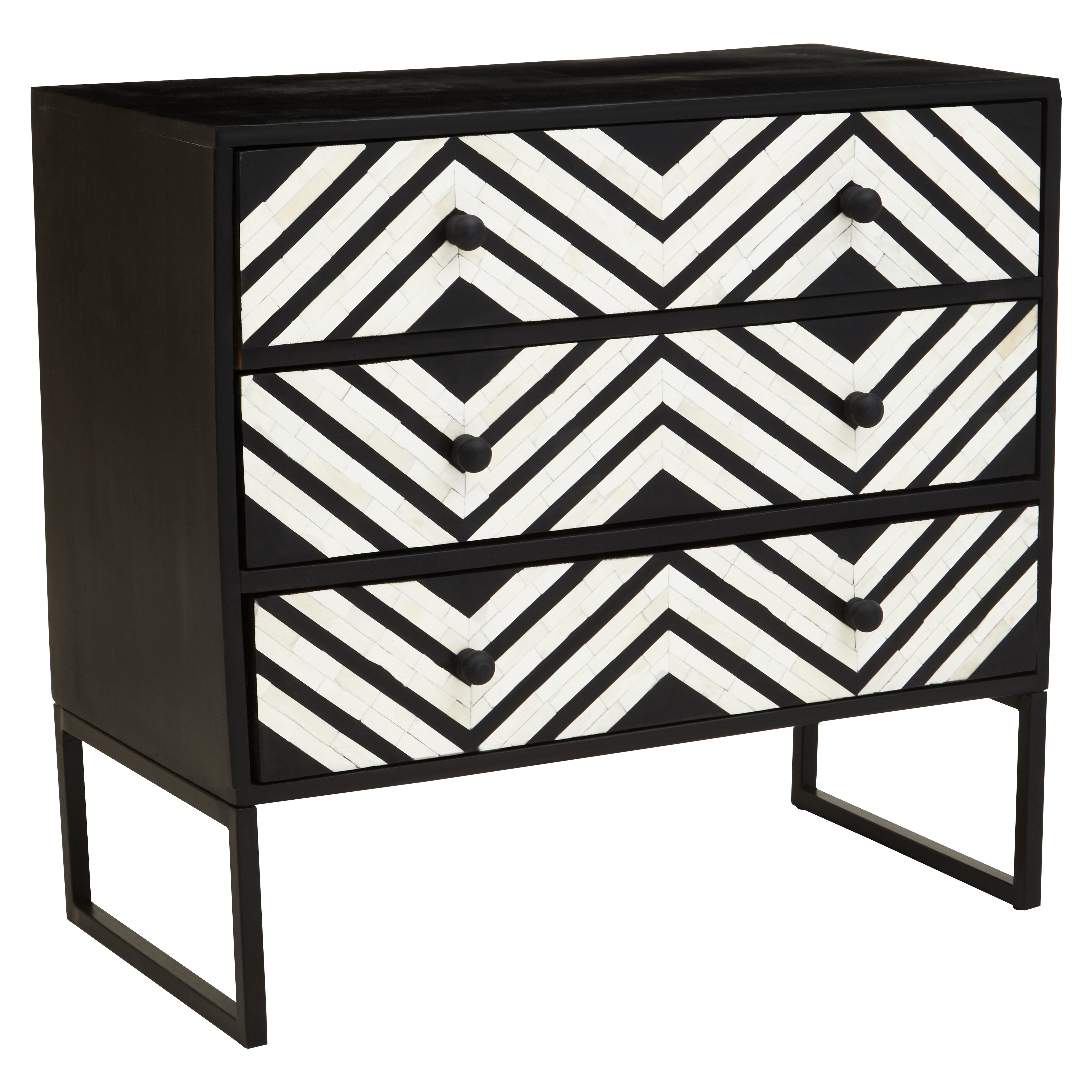 Allora Three Drawer Chest With Bone Inlay