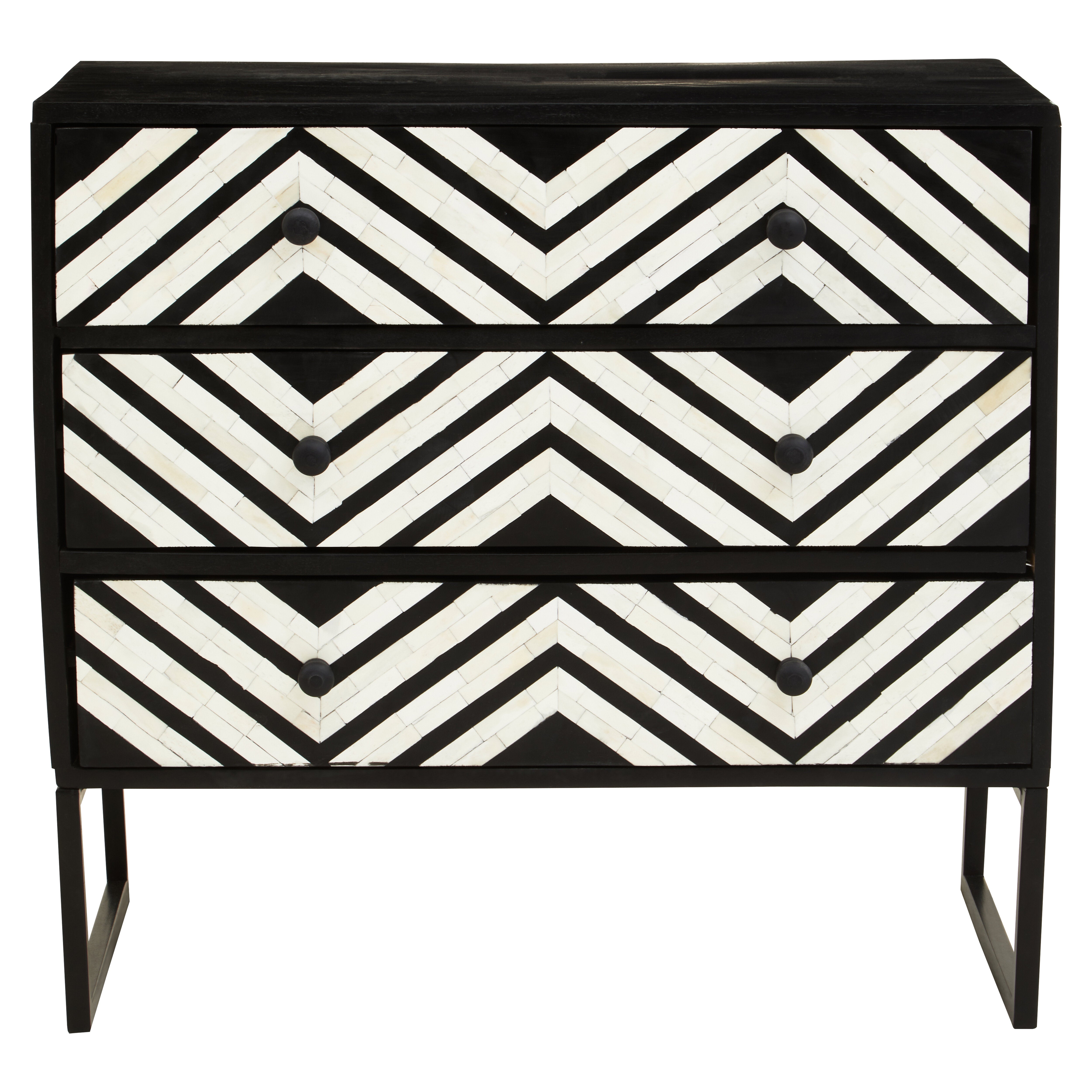Allora Three Drawer Chest With Bone Inlay