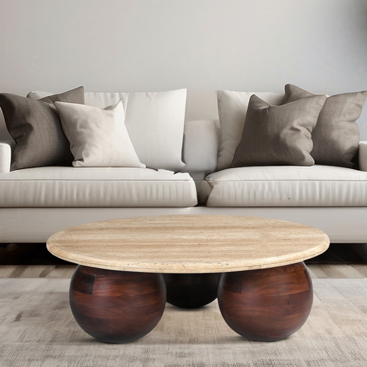 Chloe Travertine Top Coffee Table - OPULENT Co
