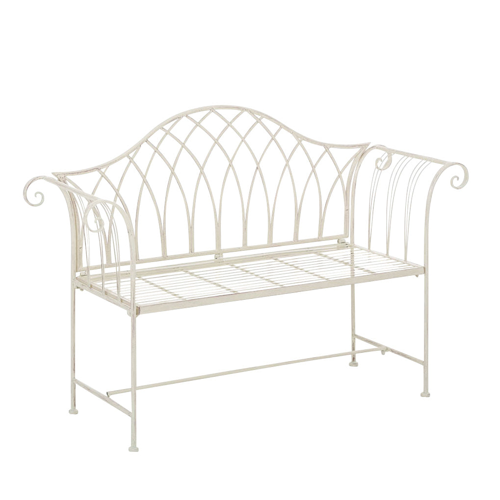 Kings Garden Bench | Vintage Cream - Garden Setting - OPULENT Co