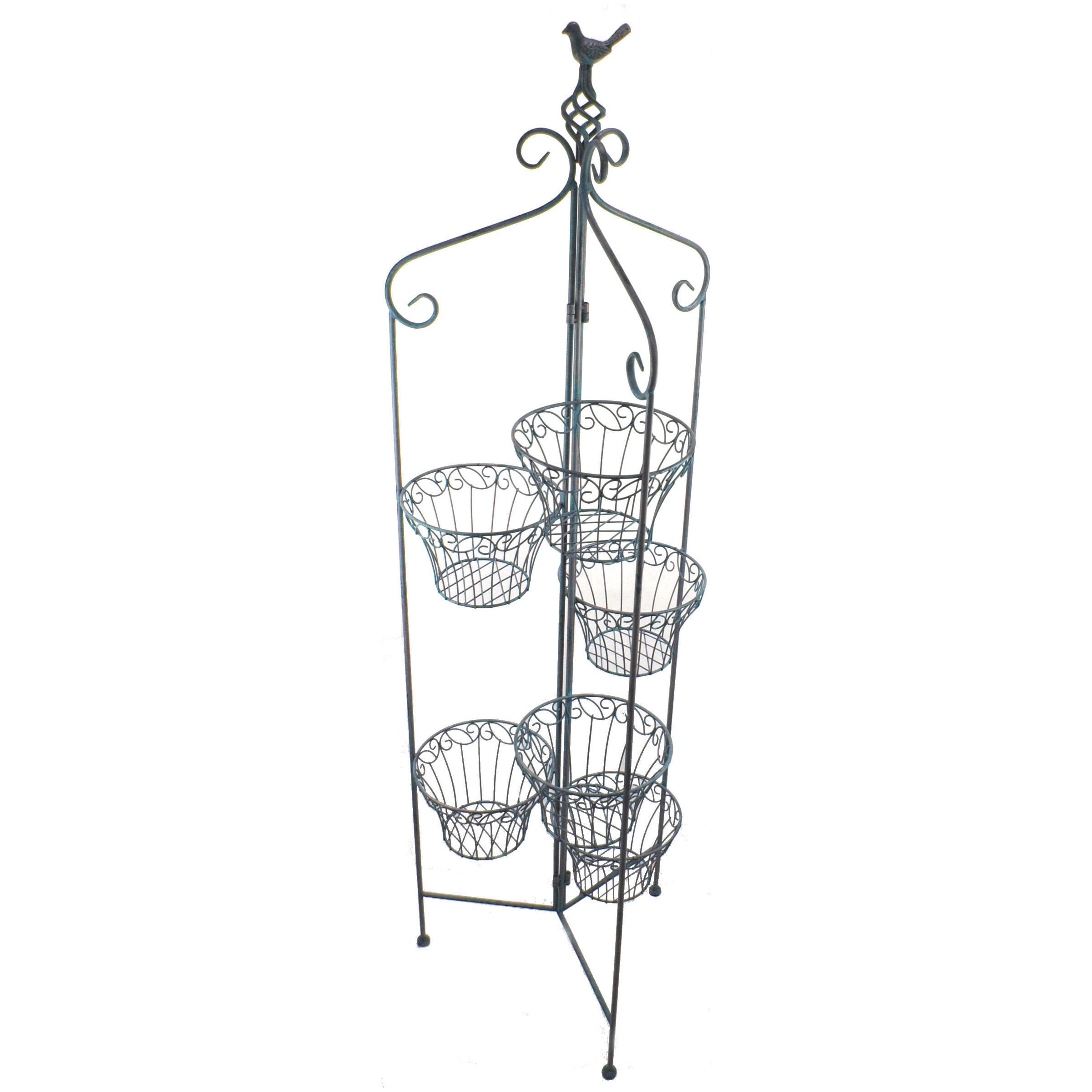 FOLDING Metal 6 POT HOLDER x 2 | Antique Blue