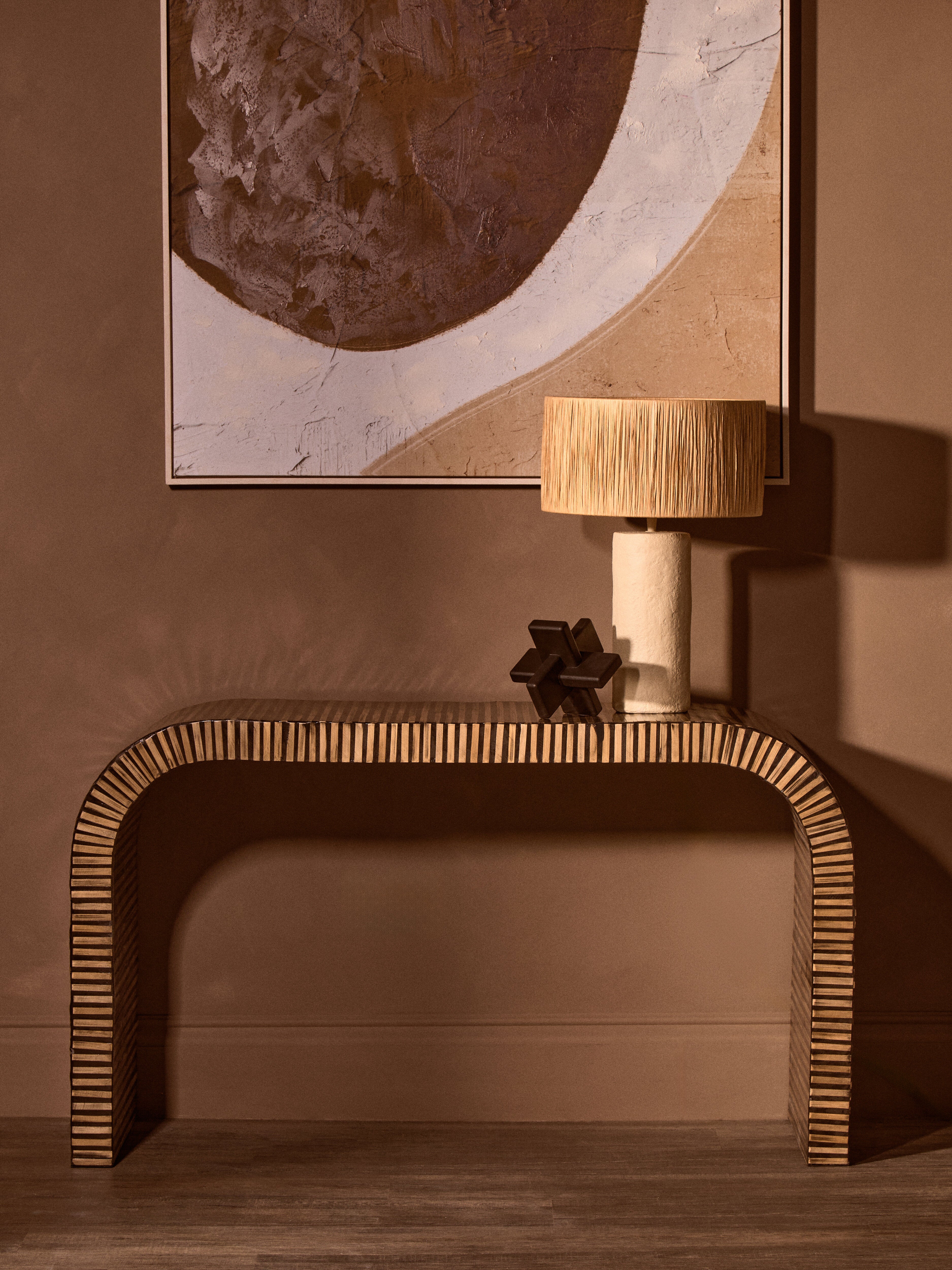 Nivara Bamboo Inlay Curved Console Table