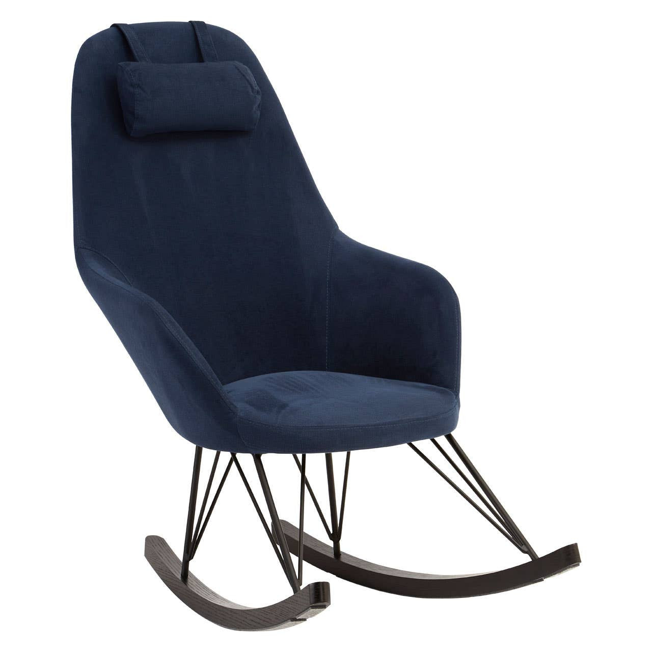 Erritso Blue Fabric Rocking Chair High Back