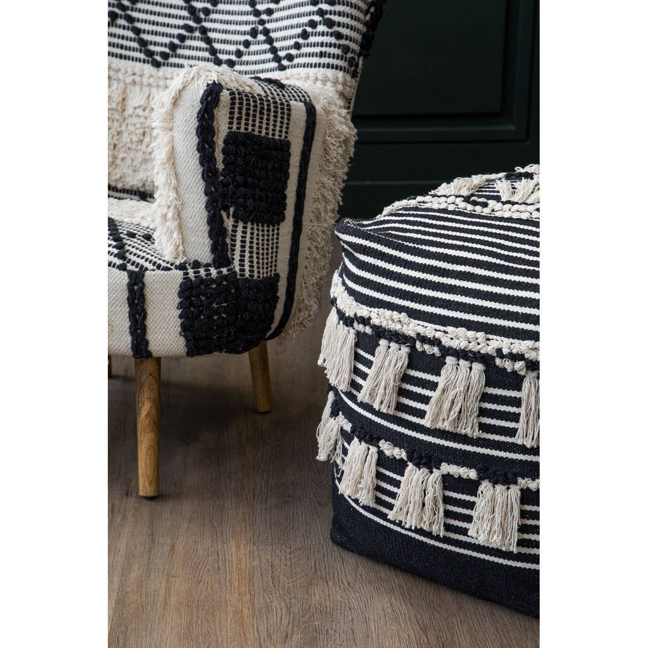 Kefena Black Pouffe