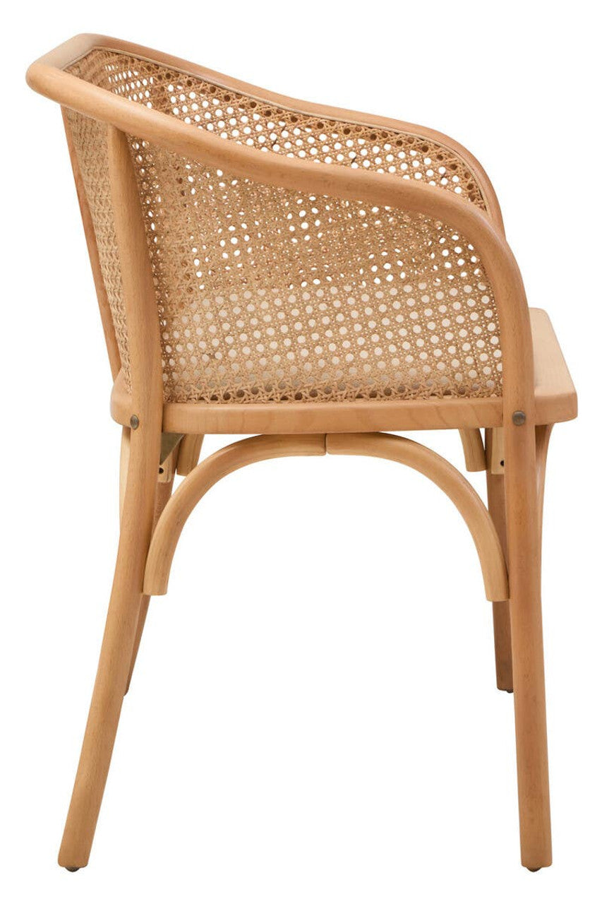 Nino Natural Cane and Beech Wood Bench with Backrest