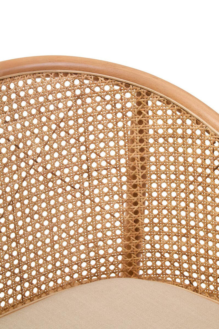 Nino Natural Cane and Beech Wood Bench with Backrest