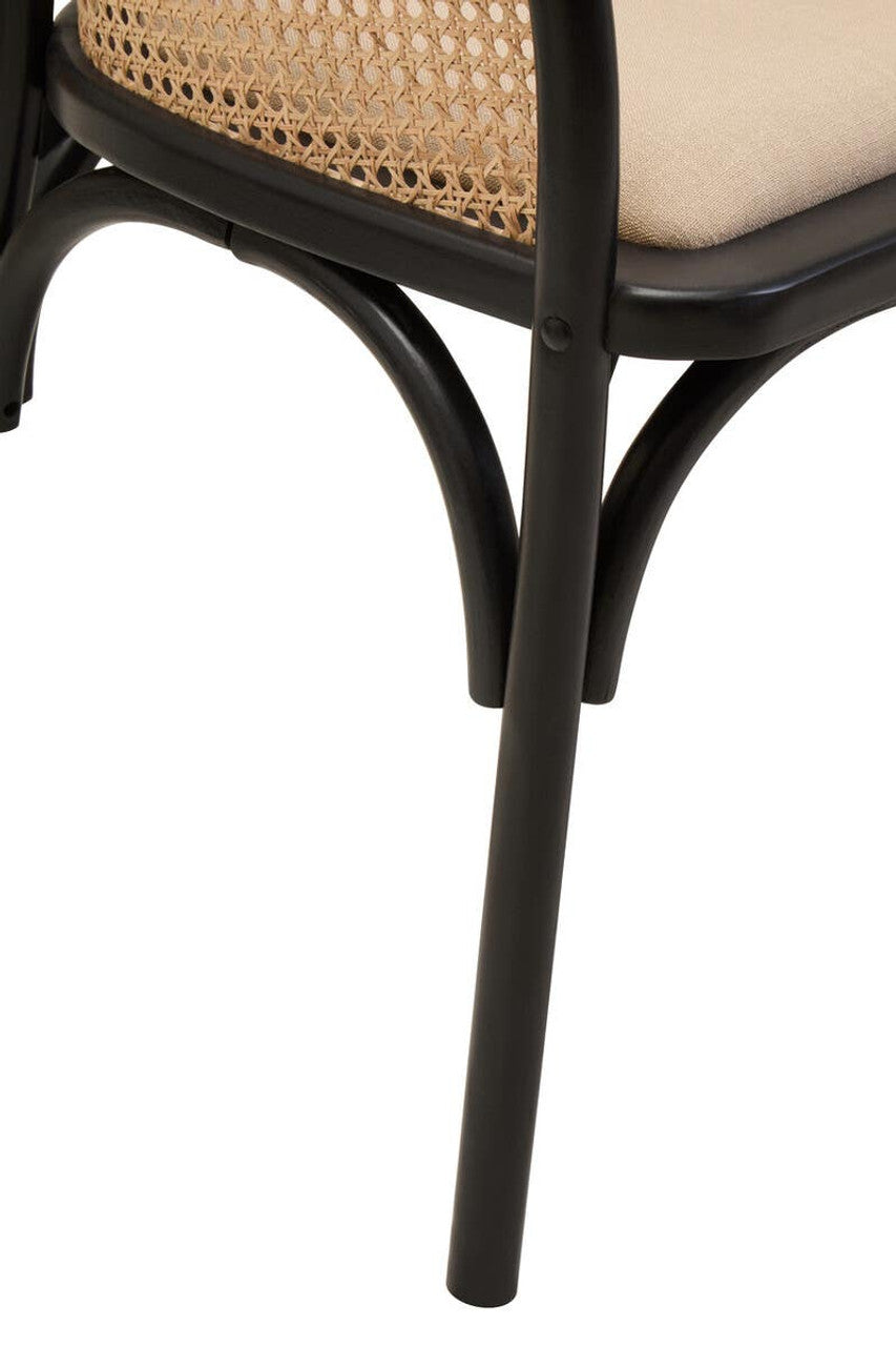 Nino Natural Cane Bench with Black Beech Wood Frame