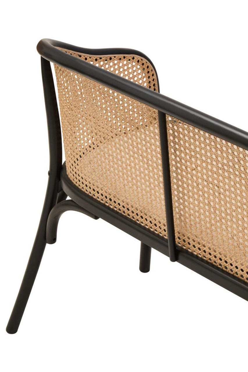 Nino Natural Cane Bench with Black Beech Wood Frame
