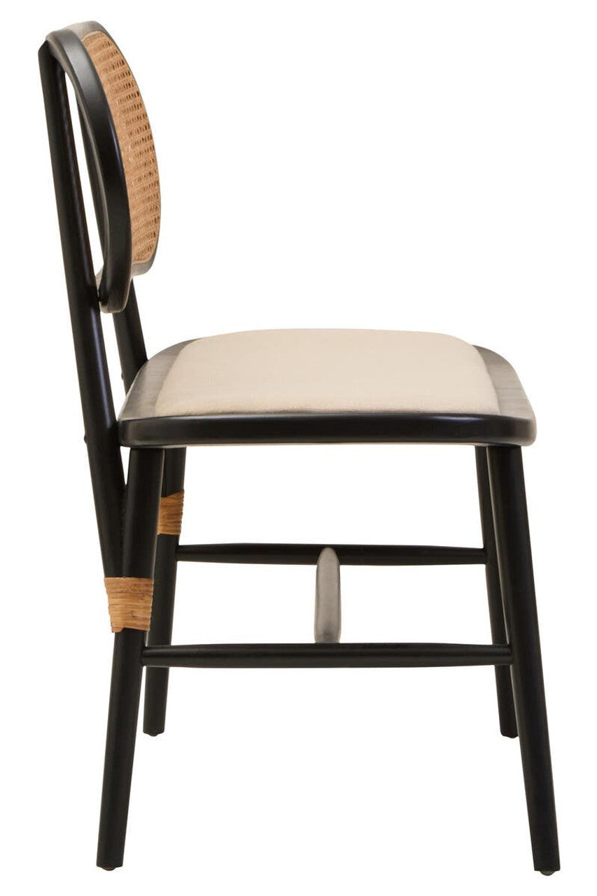 Nino Natural Cane Bench with Black Elm Wood Frame