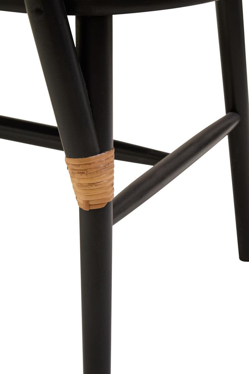 Nino Natural Cane Bench with Black Elm Wood Frame