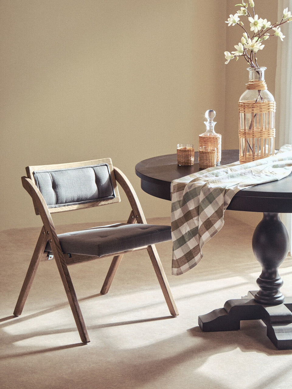 Nino Grey Wash Elm Wood Folding Chair