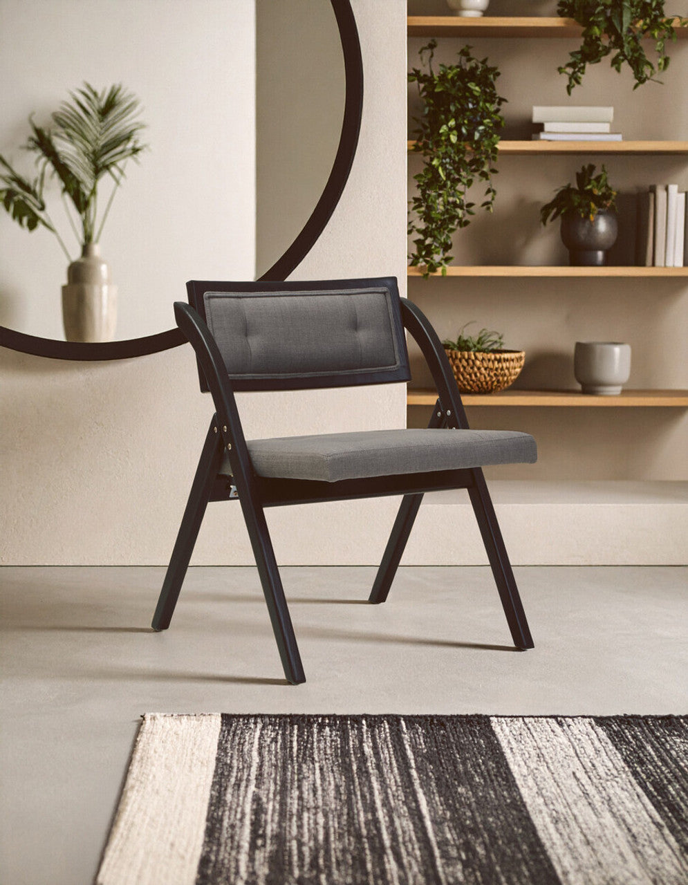 Nino Grey and Black Elm Wood Folding Chair