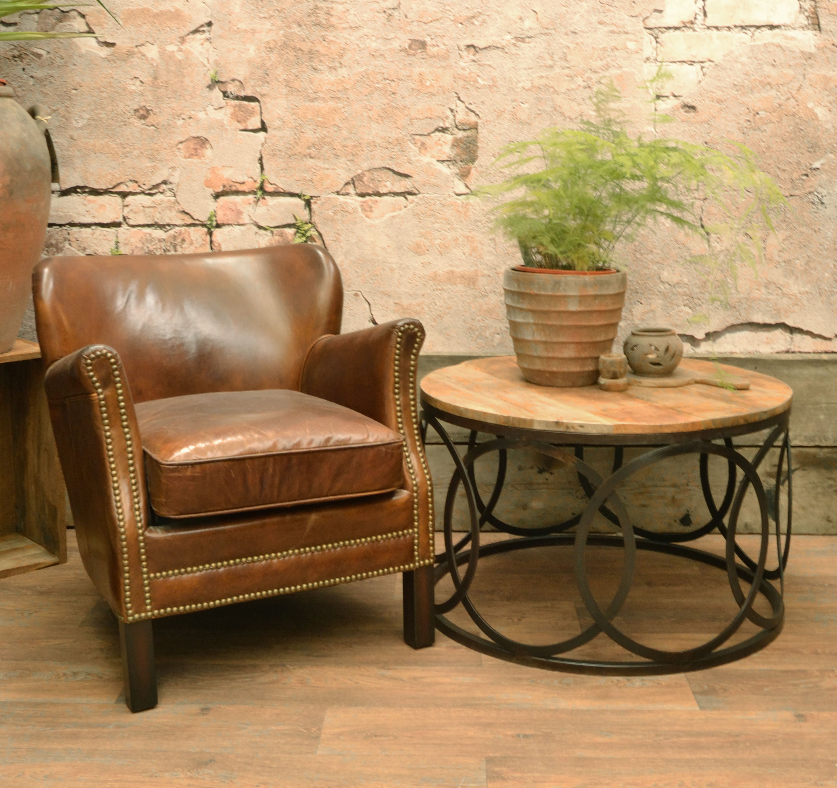 Old Empire Round Lattice Frame Coffee Table | Mango Wood