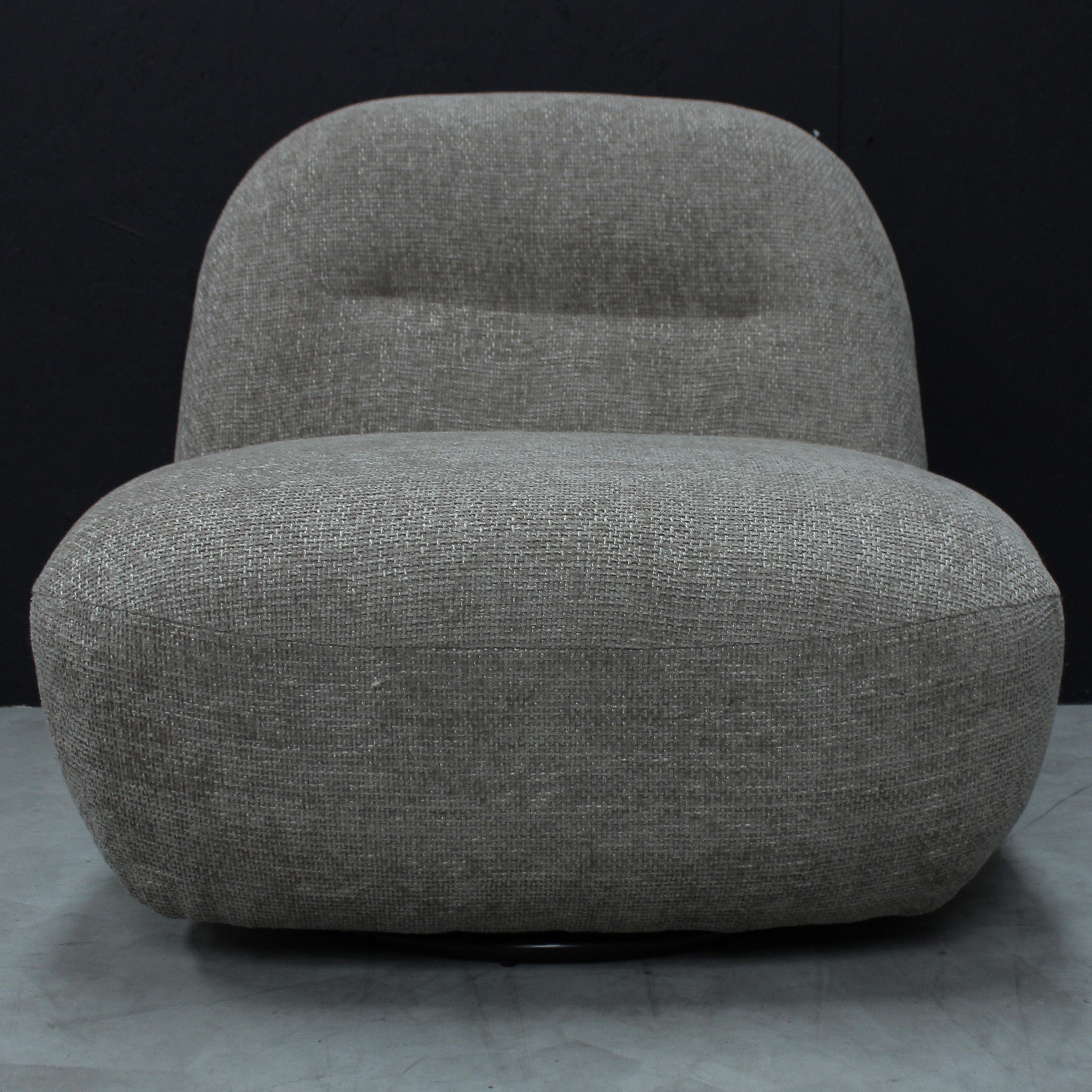 Sienna Oversized Swivel Chair in Boucle Stone