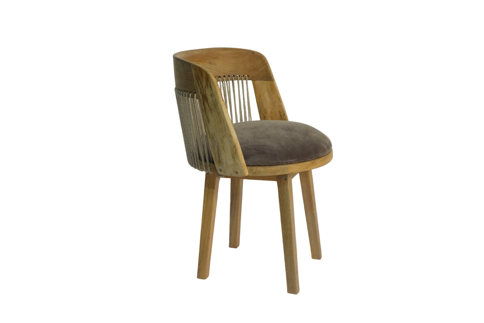 Bobas Solid Mango Wooden Chair | With Fabric Seat