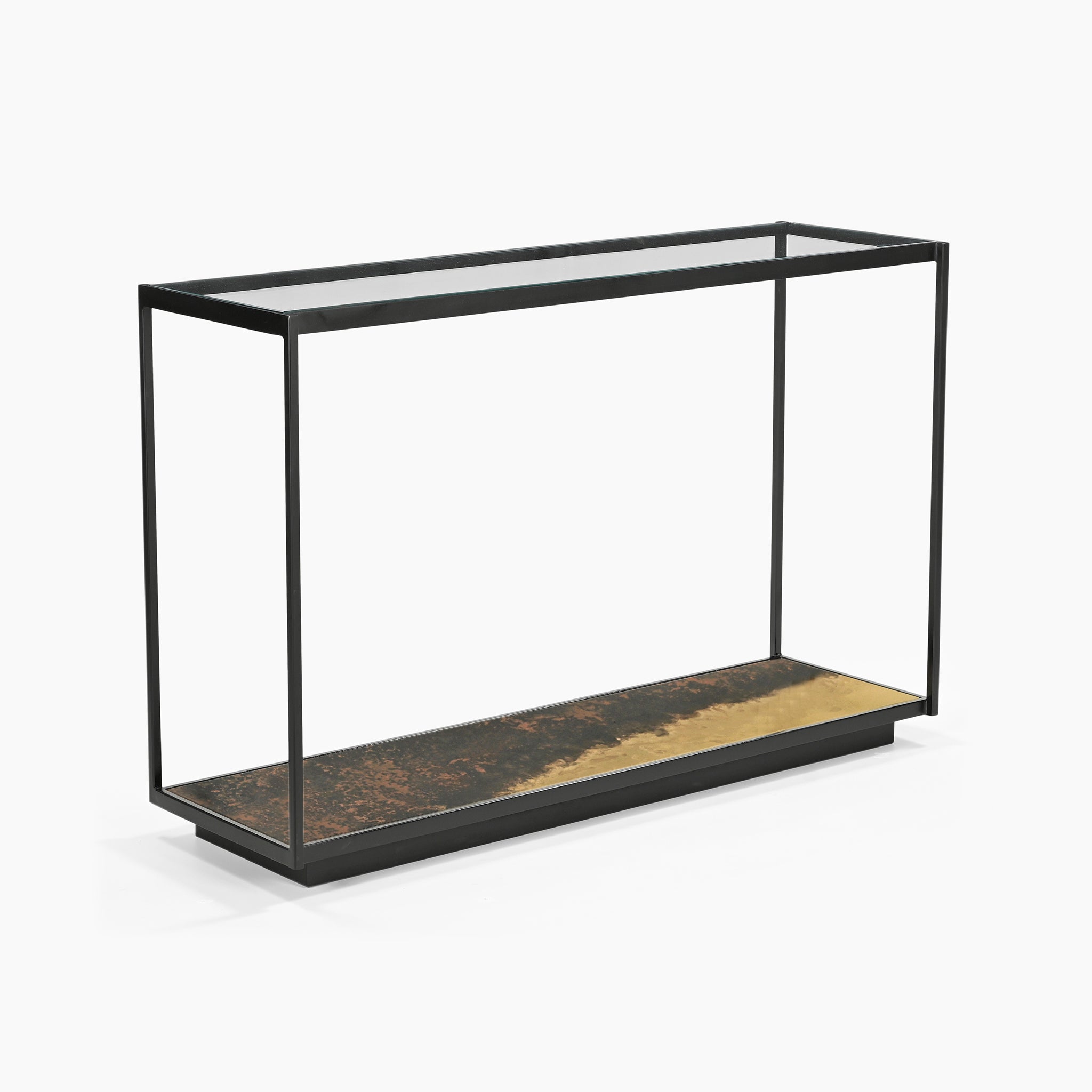 Galaxy Iron Console Table With Glass Top