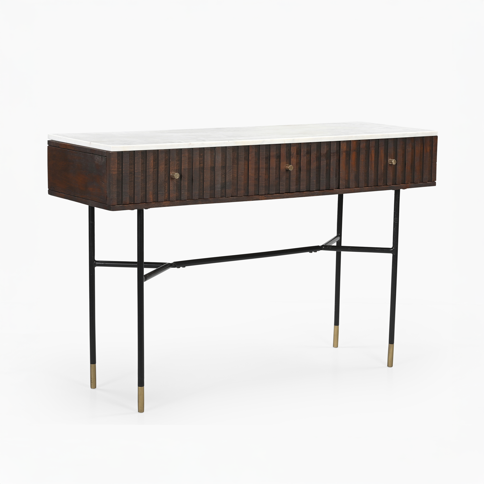 Derek Marble Top Three Drawer Console Table | White