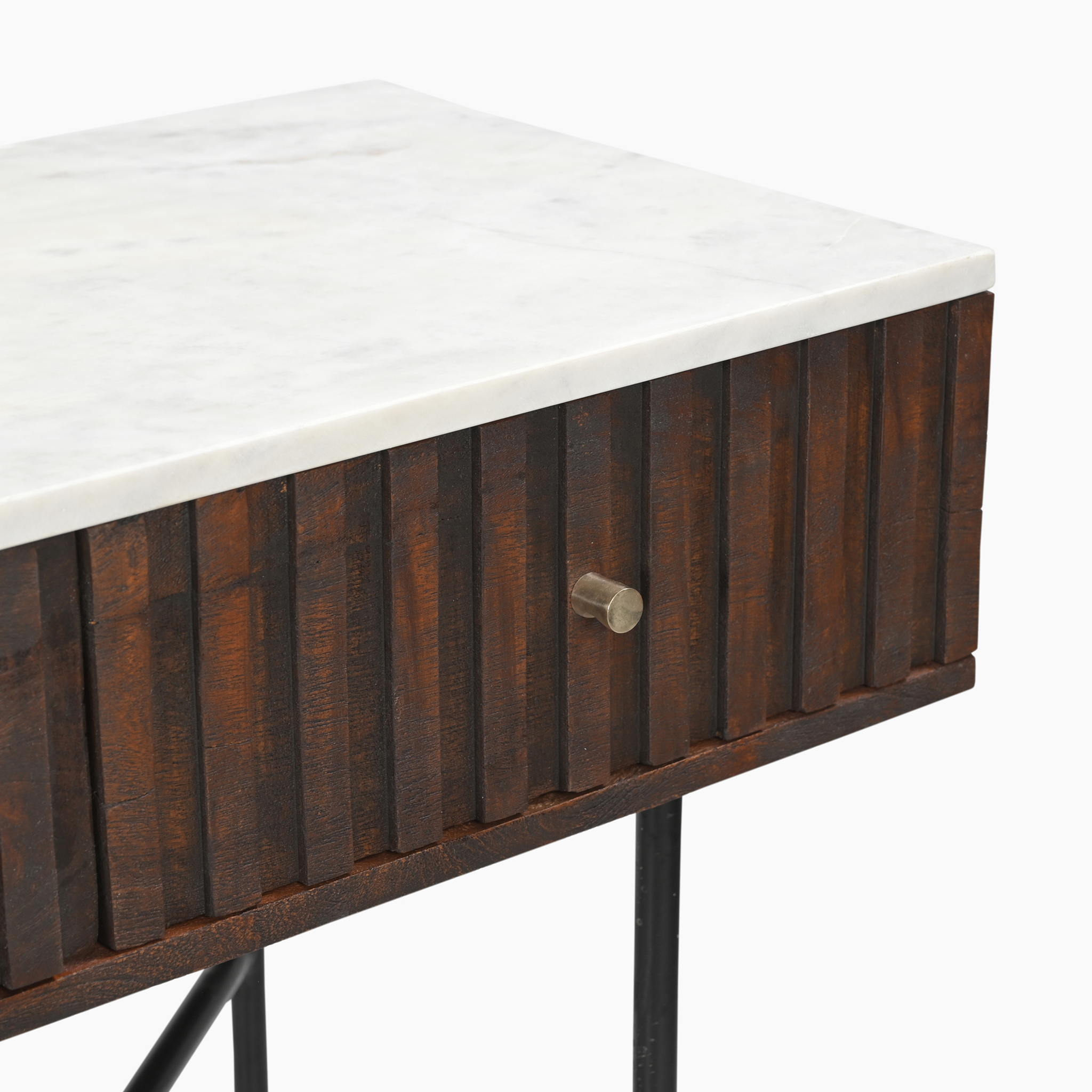 Derek Marble Top Three Drawer Console Table | White