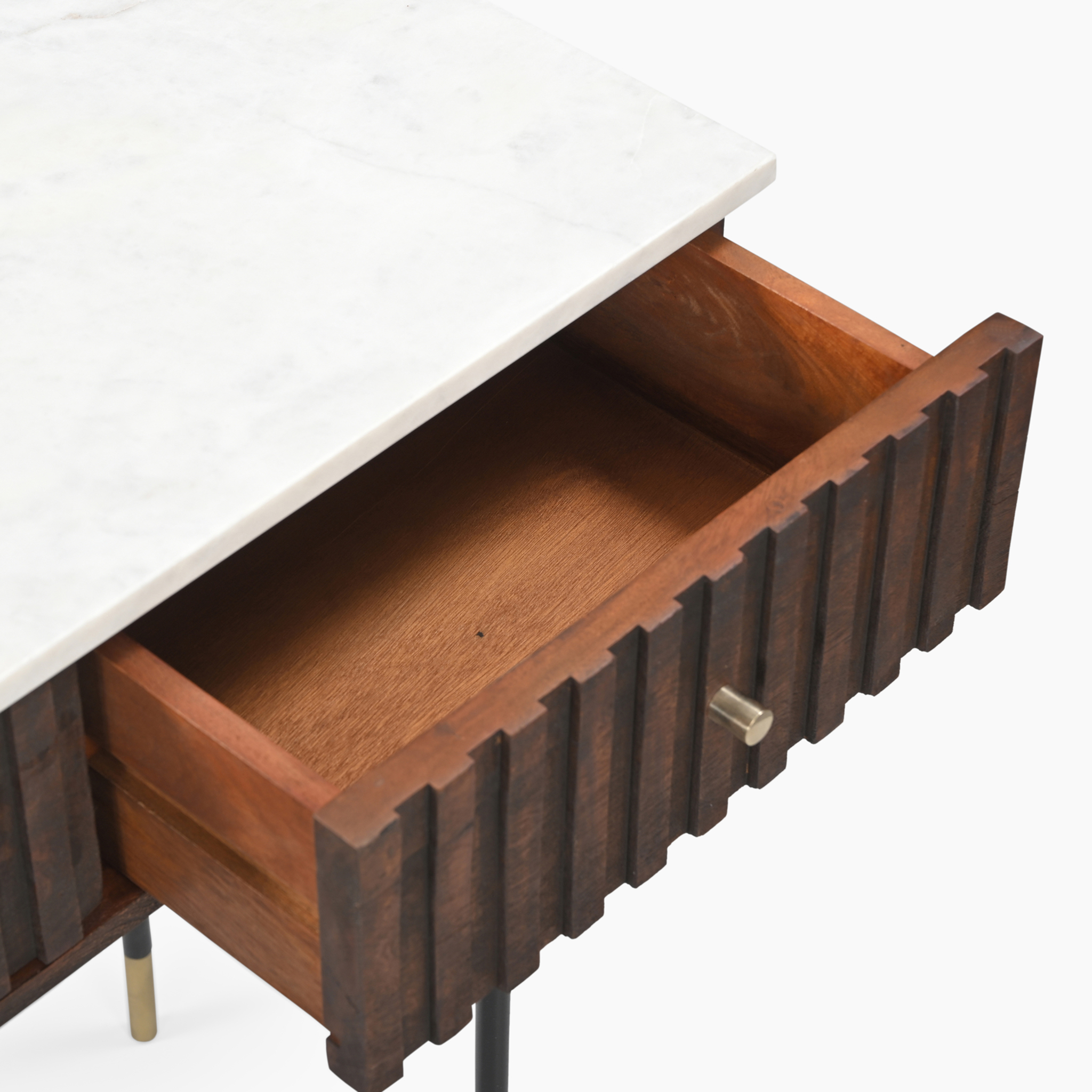 Derek Marble Top Three Drawer Console Table | White