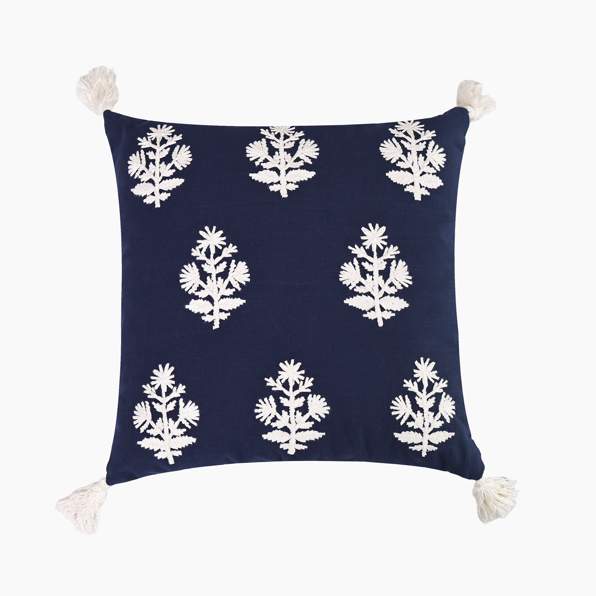 Bluebell Embroidered Cotton Cushion