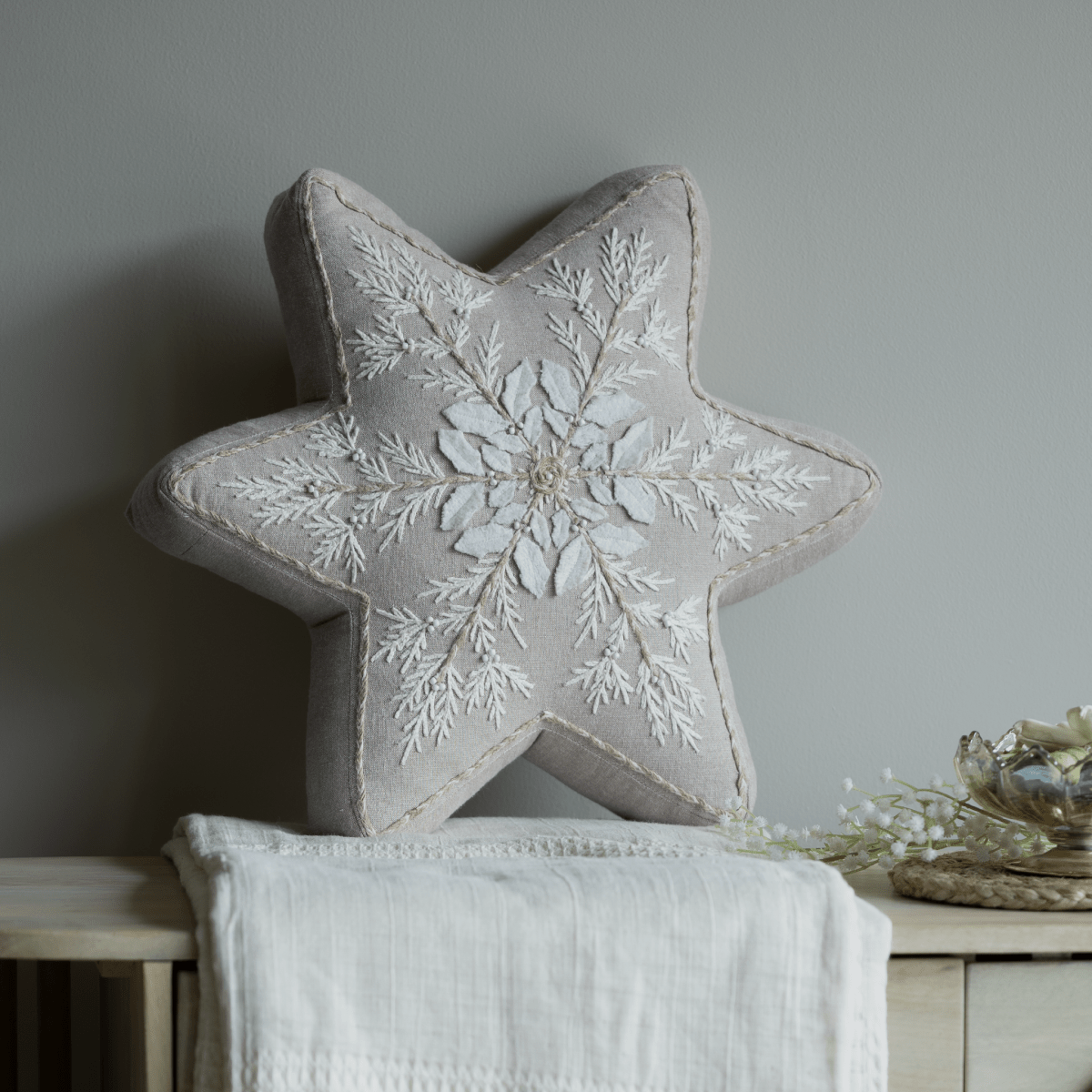 Joyful Star Cotton Chambray Cushion - OPULENT Co